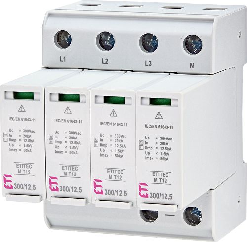 Ограничитель перенапряжения ETI 2440509 ETITEC M T12 300/12,5 (4+0, 4p, TNC-S)