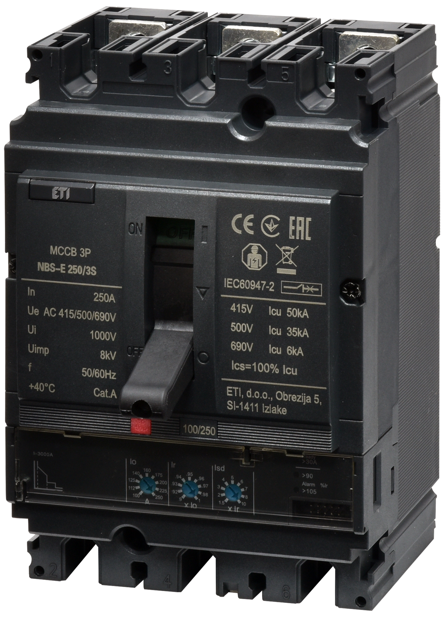 Автоматический выключатель ETIBREAK NBS-E 250/3S 250A 3P