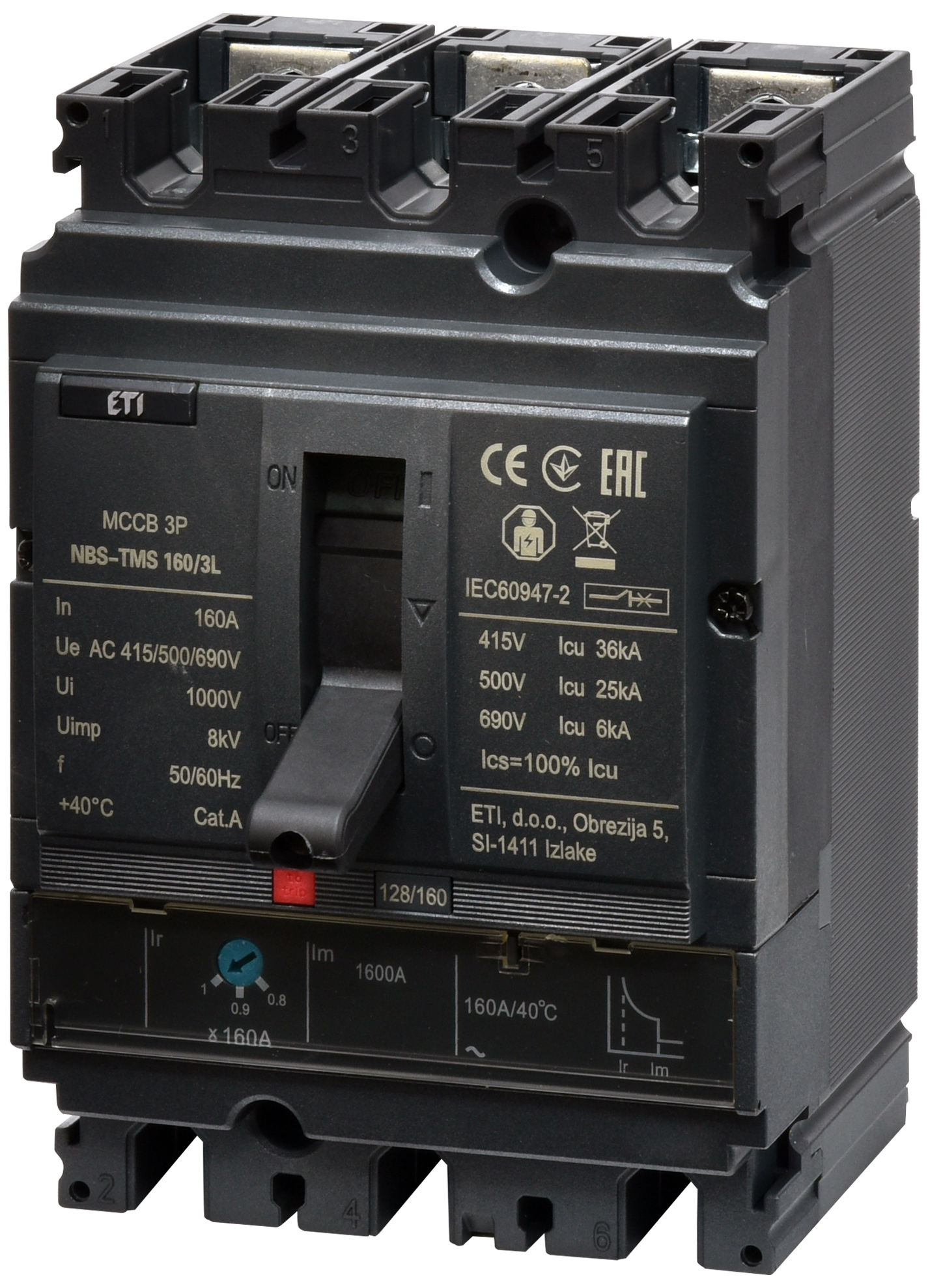 Автоматический выключатель ETIBREAK NBS-TMS 160/3L 160A 3P