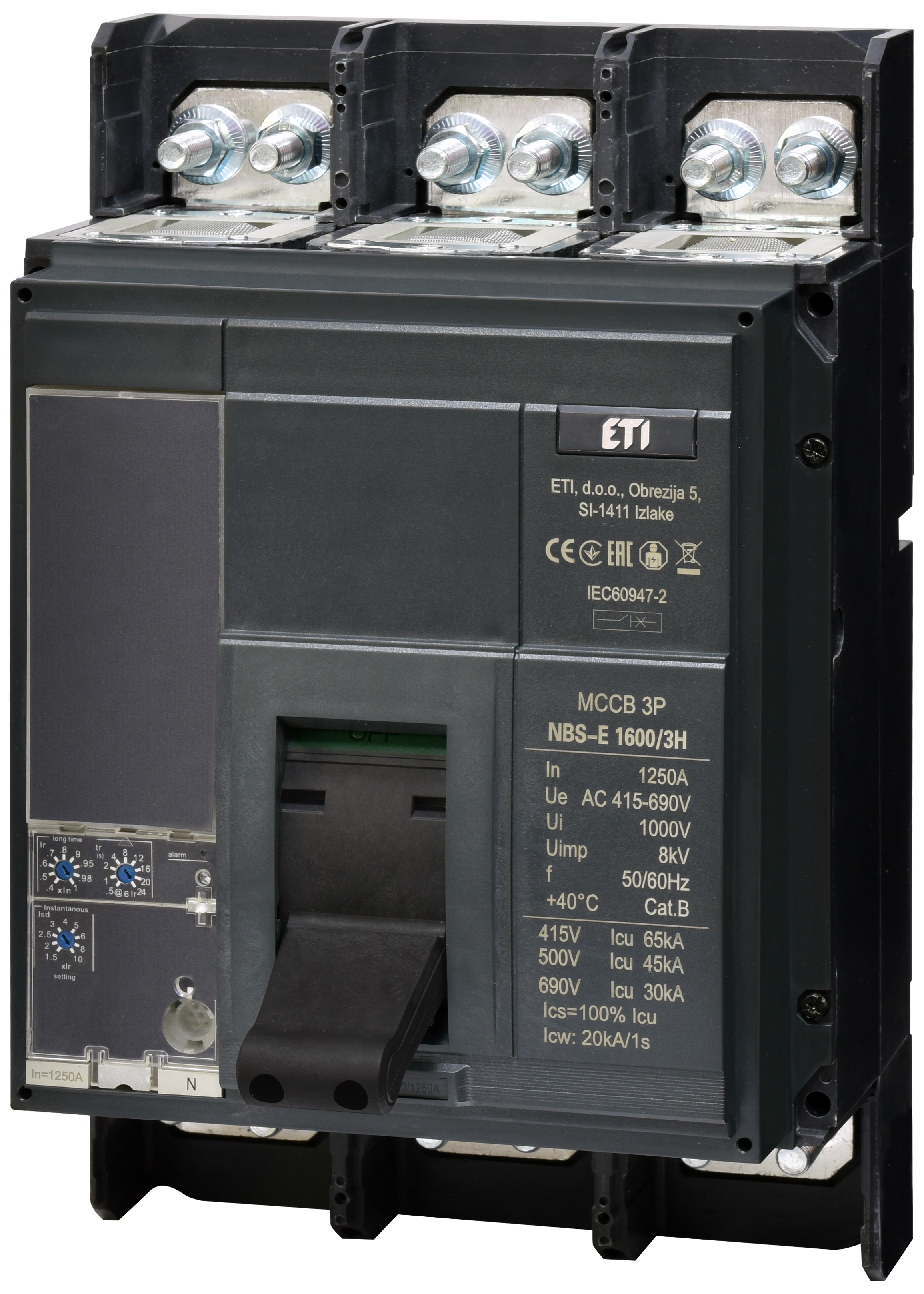 Автоматический выключатель ETI NBS-E 1600/3H 1250A 65kA 0.4-1In/1.5-10Ir 3P 4673182