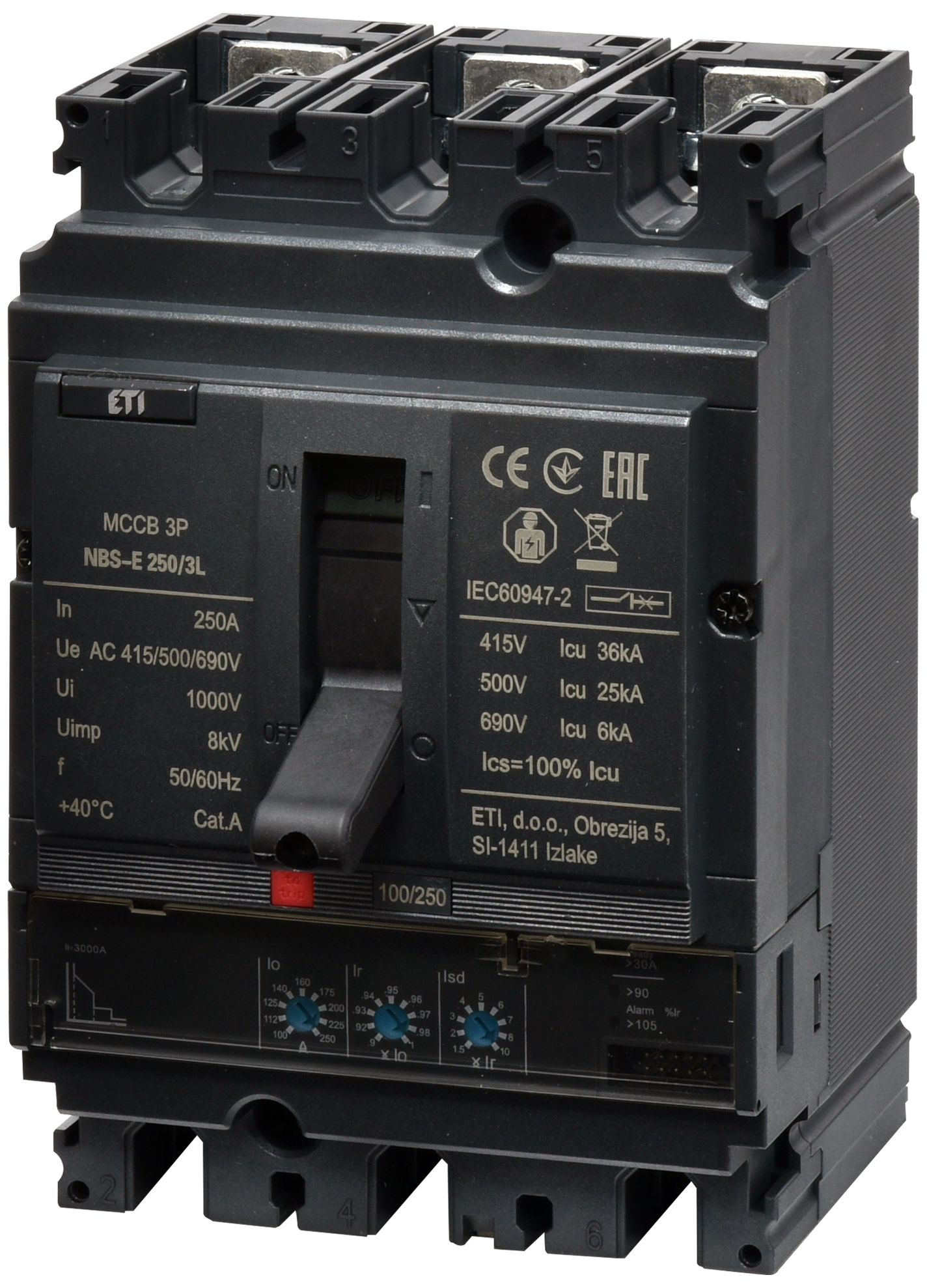 Автоматический выключатель ETIBREAK NBS-E 250/3L 250A 3P