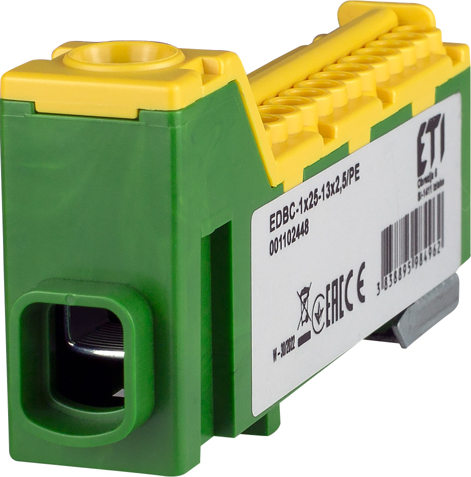 Блок распределительный ETI EDBC-1x25-13x2,5/PE 63A 1000V AC/1500V DC 1102448
