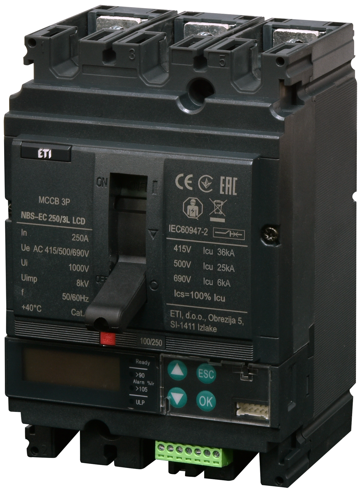 Автоматический выключатель ETIBREAK NBS-EC 250/3L LCD 250A 3P