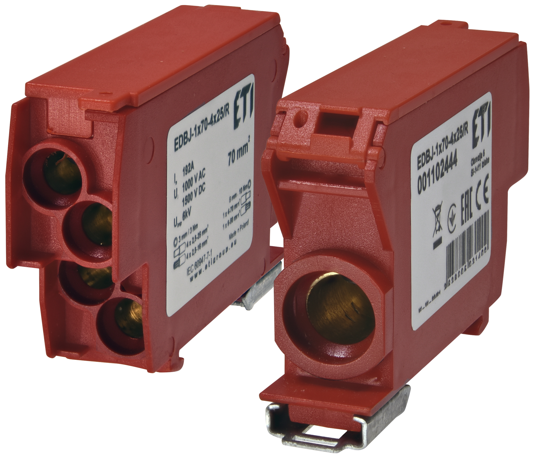 Блок распределительный ETI EDBJ-1x70-4x25R 192A 1000V AC/1500V DC 1102444