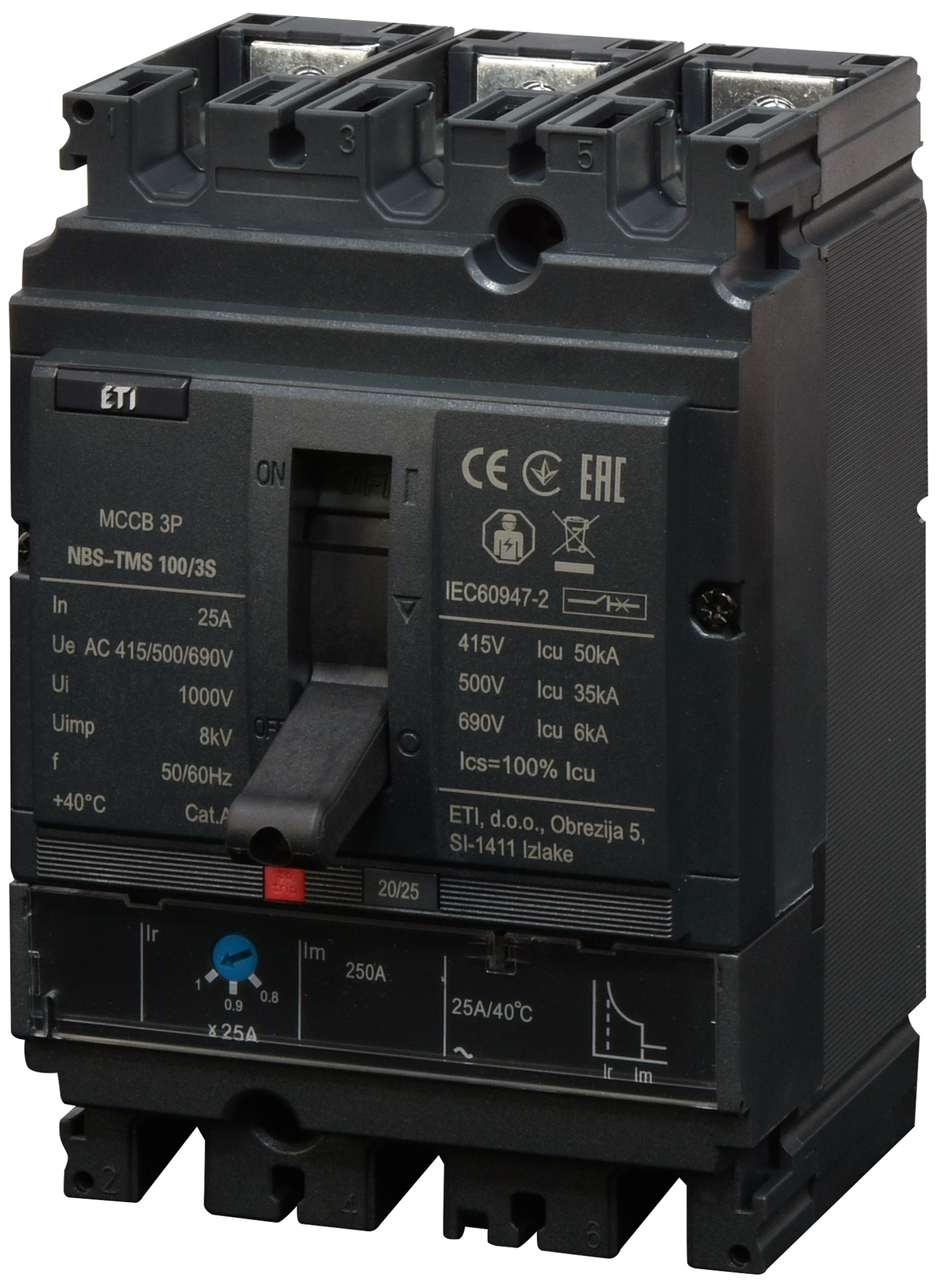 Автоматический выключатель ETIBREAK NBS-TMS 100/3S 25A 3P