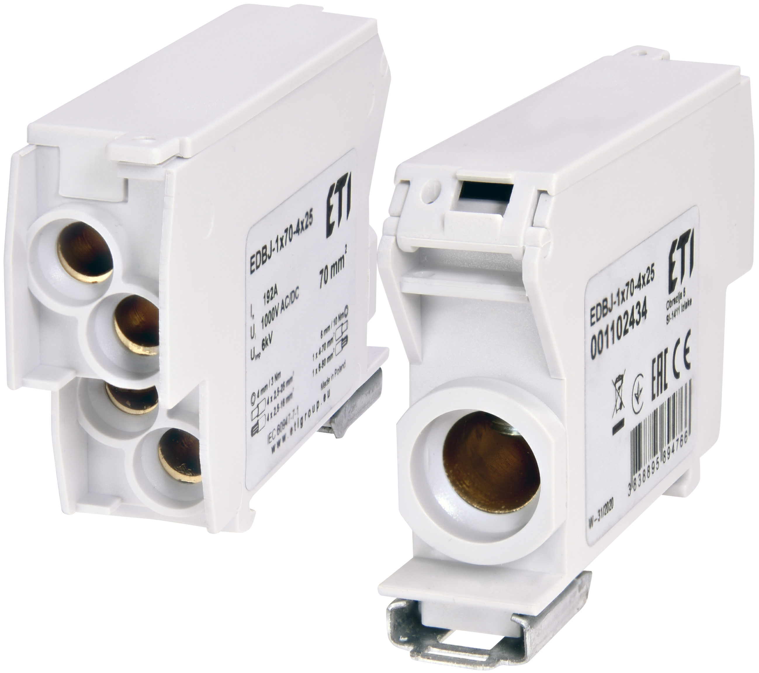 Блок распределительный ETI EDBJ-1x70-4x25 192A 1000V AC/DC 1102434