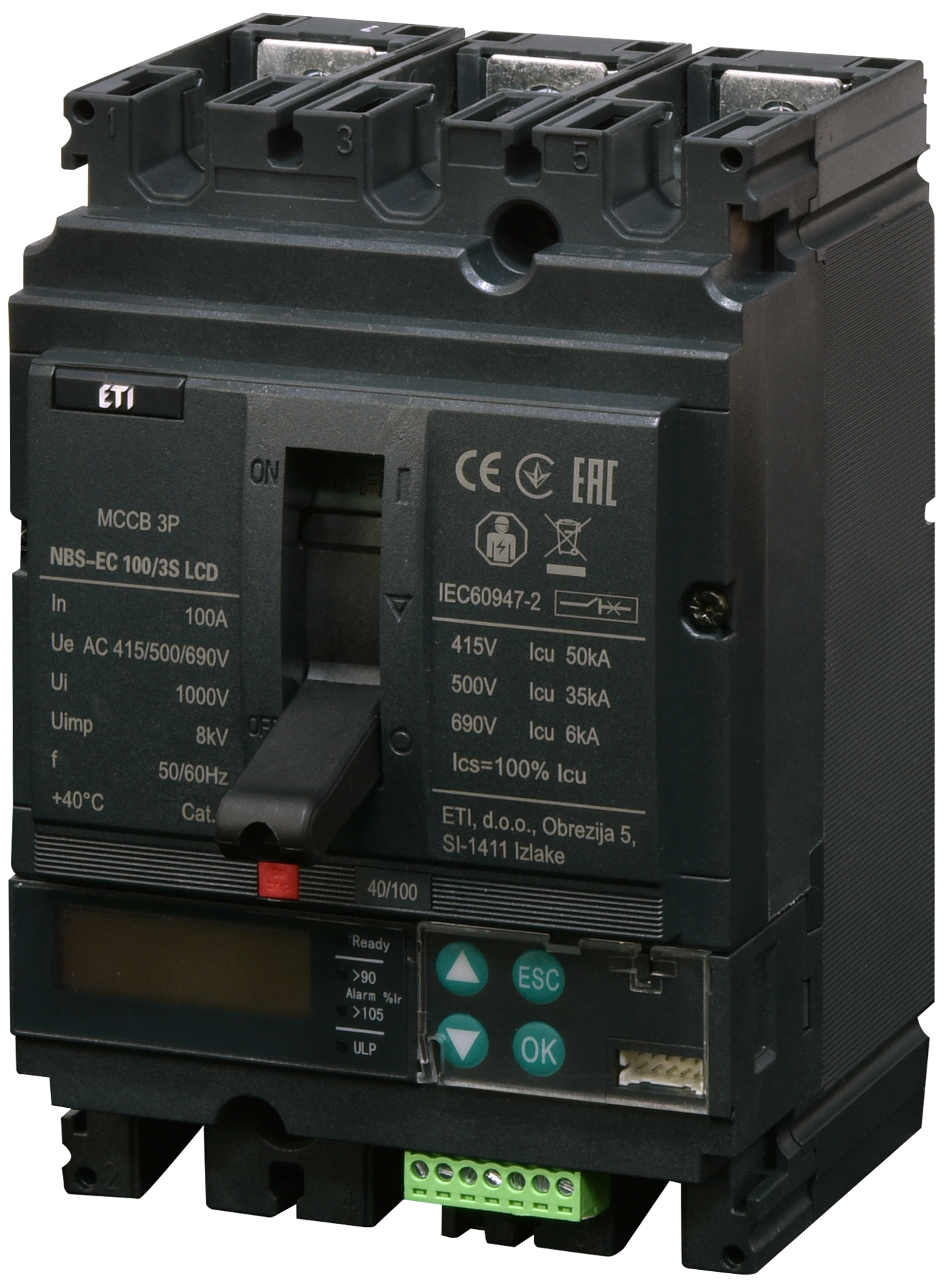 Автоматический выключатель ETIBREAK NBS-EC 100/3S LCD 100A 3P