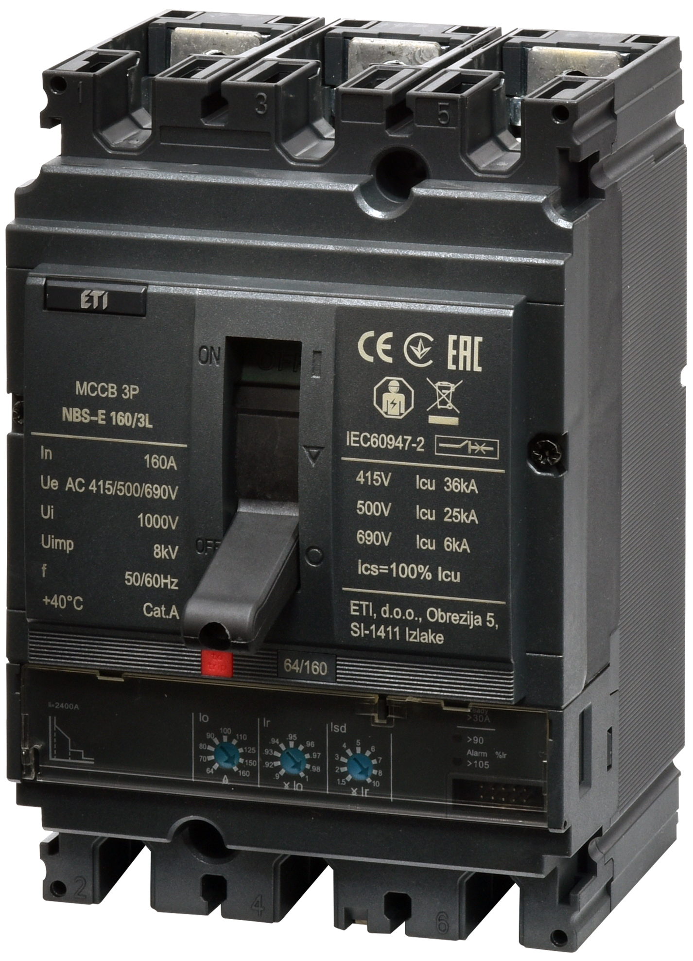 Автоматический выключатель ETIBREAK NBS-E 160/3L 160A 3P