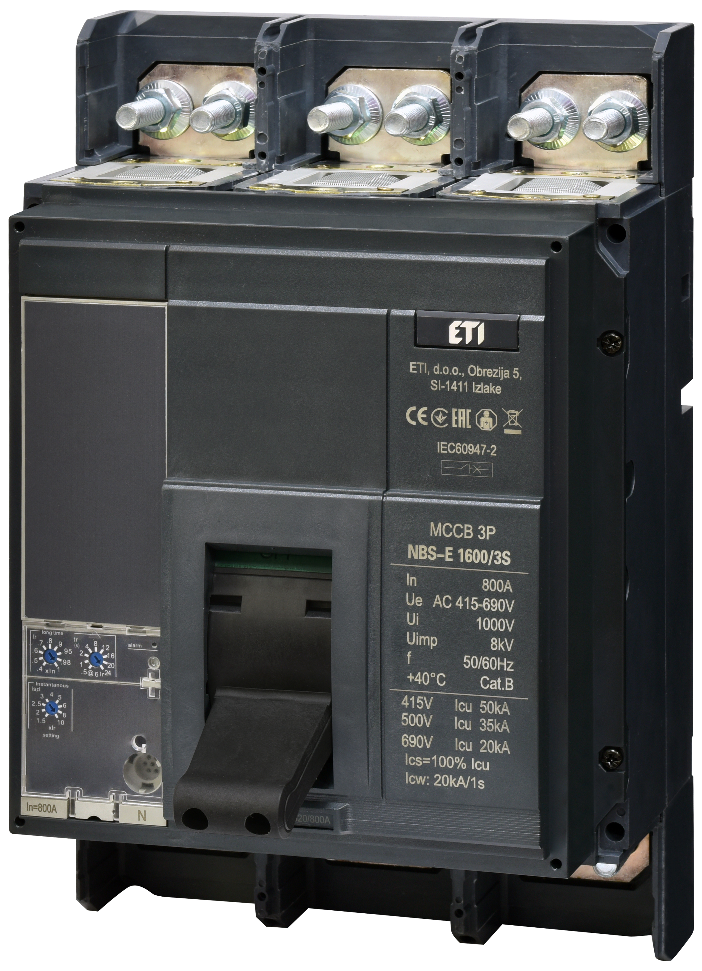 Автоматический выключатель ETI NBS-E 1600/3S 800A 50kA 0.4-1In/1.5-10Ir 3P 4673170