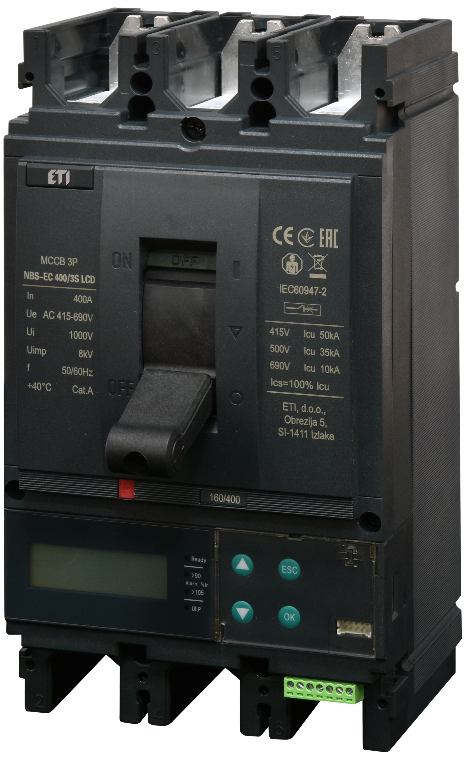 Автоматический выключатель ETIBREAK NBS-EC 400/3S LCD 400A 3P