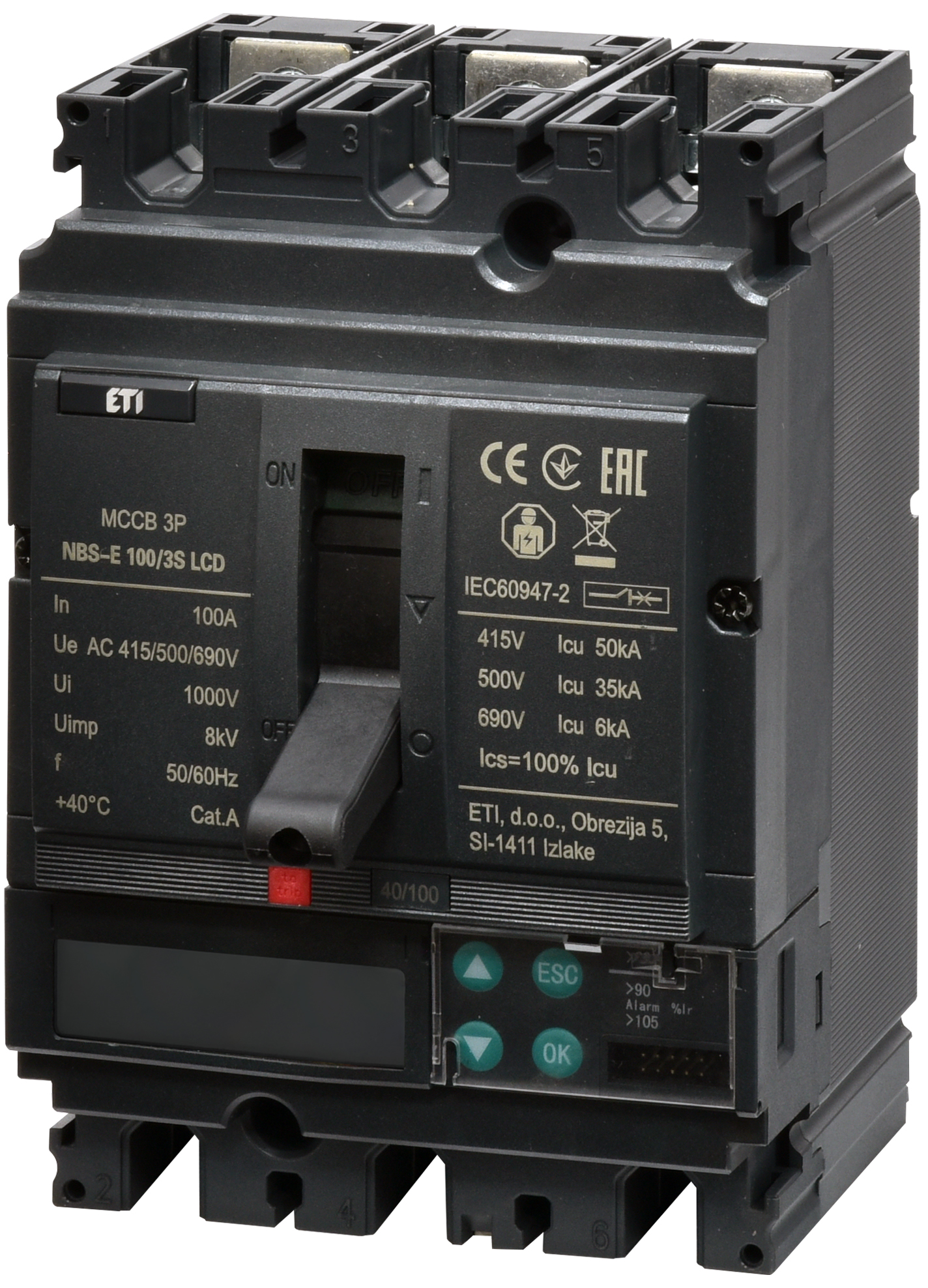 Автоматический выключатель ETIBREAK NBS-E 100/3S LCD 100A 3P