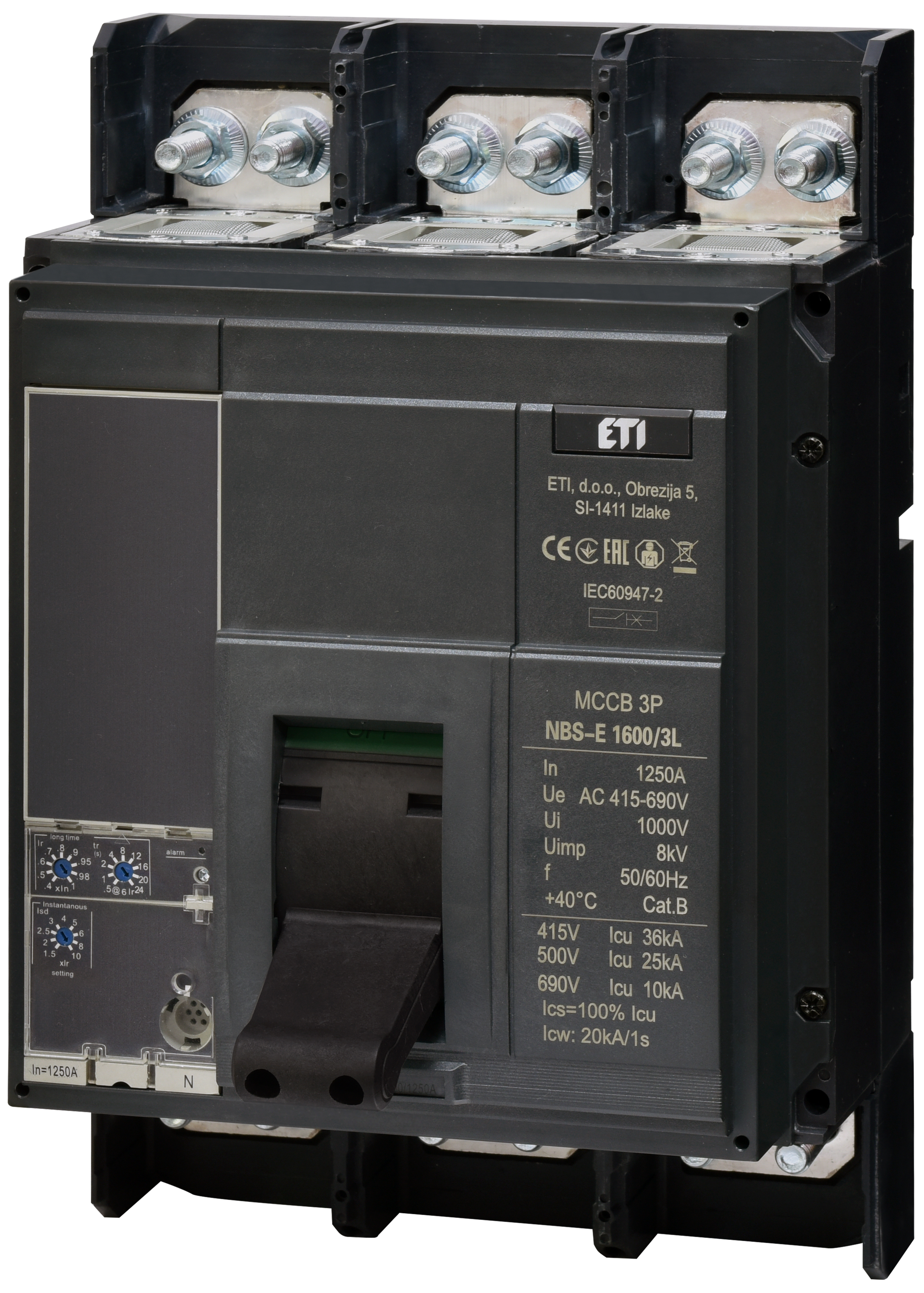 Автоматический выключатель ETI NBS-E 1600/3L 1250A 36kA 0.4-1In/1.5-10Ir 3P 4673162