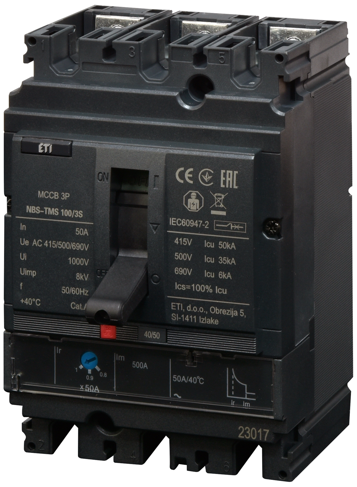Автоматический выключатель ETIBREAK NBS-TMS 100/3S 50A 3P