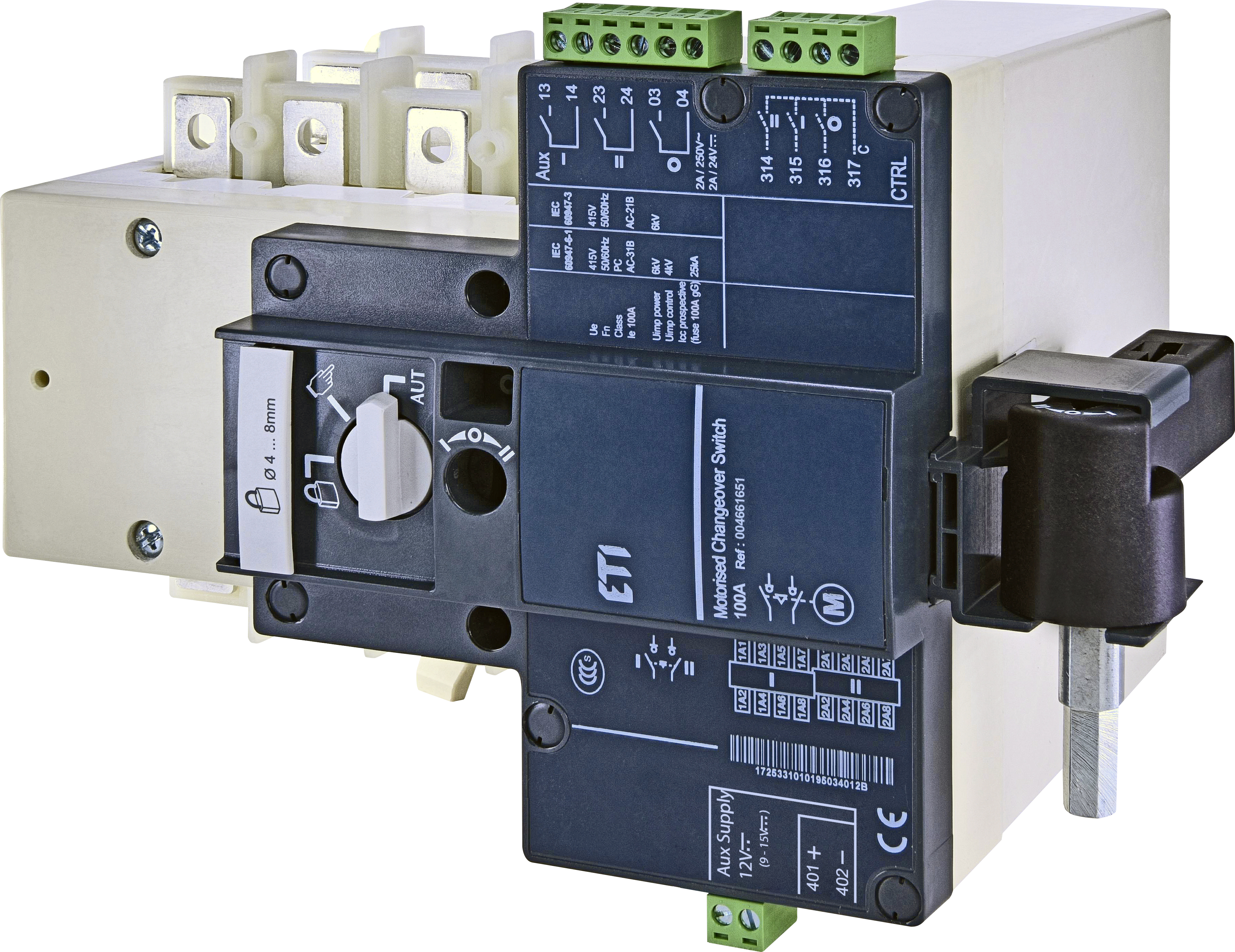 Переключатель нагрузки с мотор-приводом MLBS 100 12VDC 4P CO ("1-0-2", 100А) 4661651
