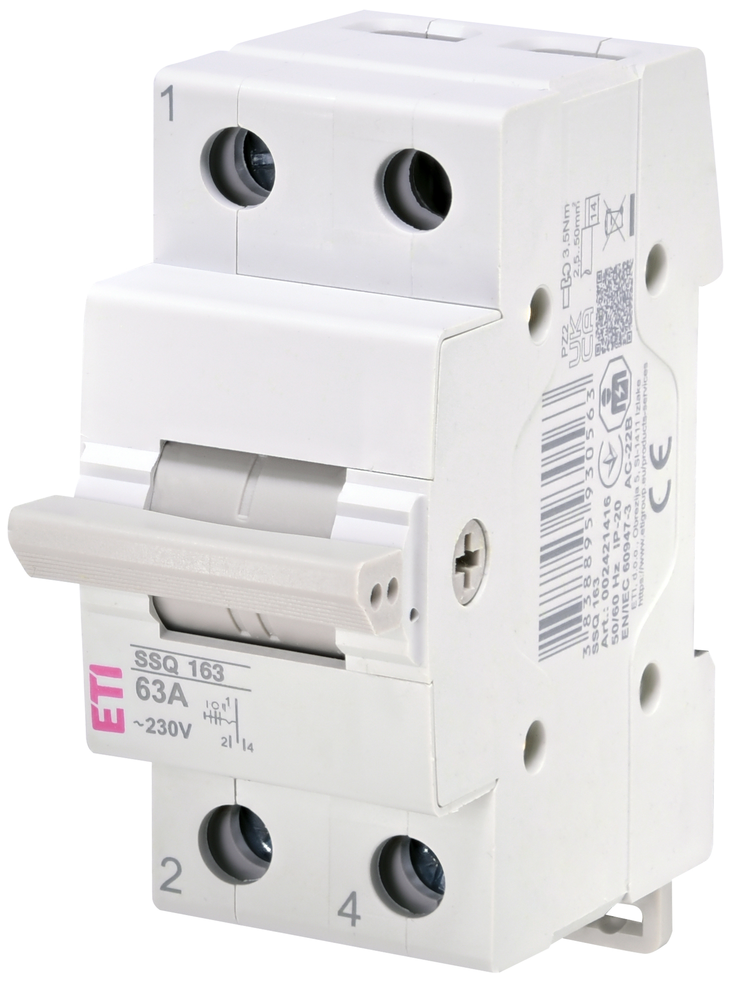Переключатель нагрузки ETI SSQ 163 "1-0-2", 1p 63A