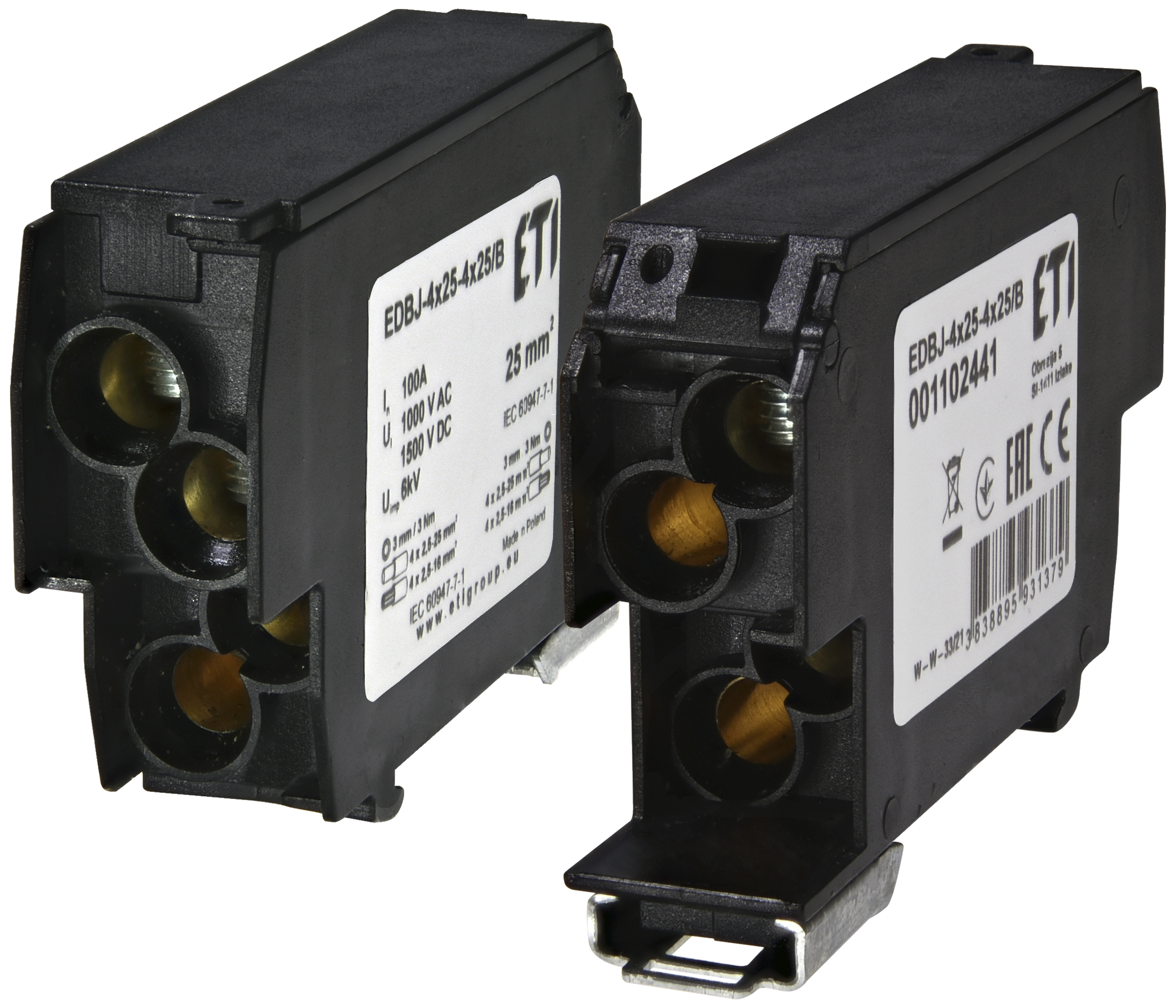 Блок распределительный ETI EDBJ-4x25-4x25B 100A 1000V AC/1500V DC 1102441