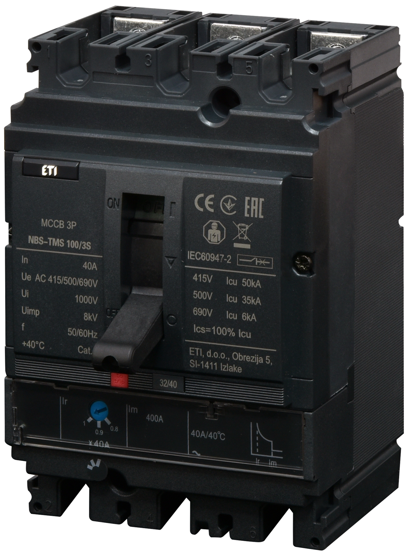 Автоматический выключатель ETIBREAK NBS-TMS 100/3S 40A 3P
