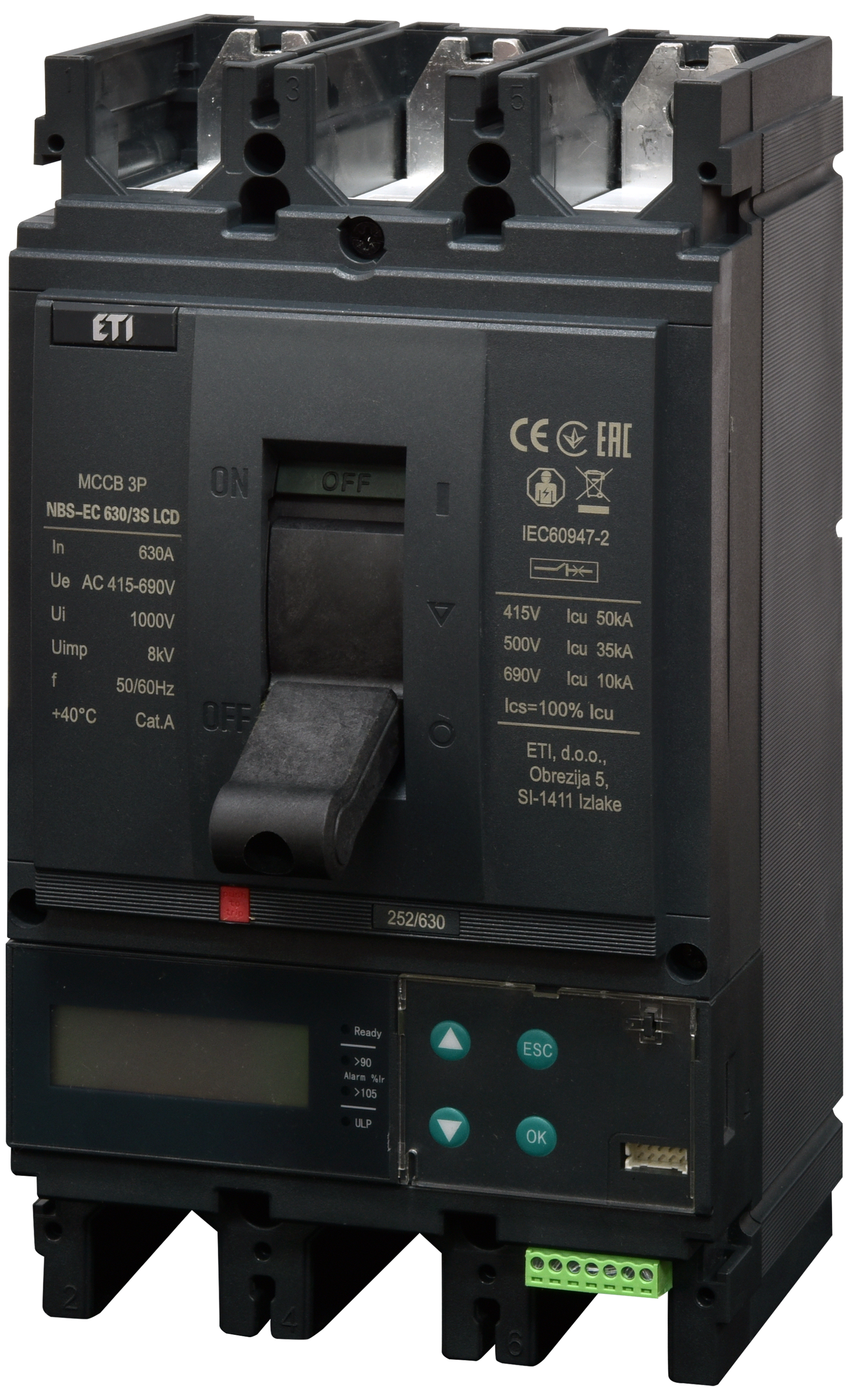 Автоматический выключатель ETIBREAK NBS-EC 630/3S LCD 630A 3P