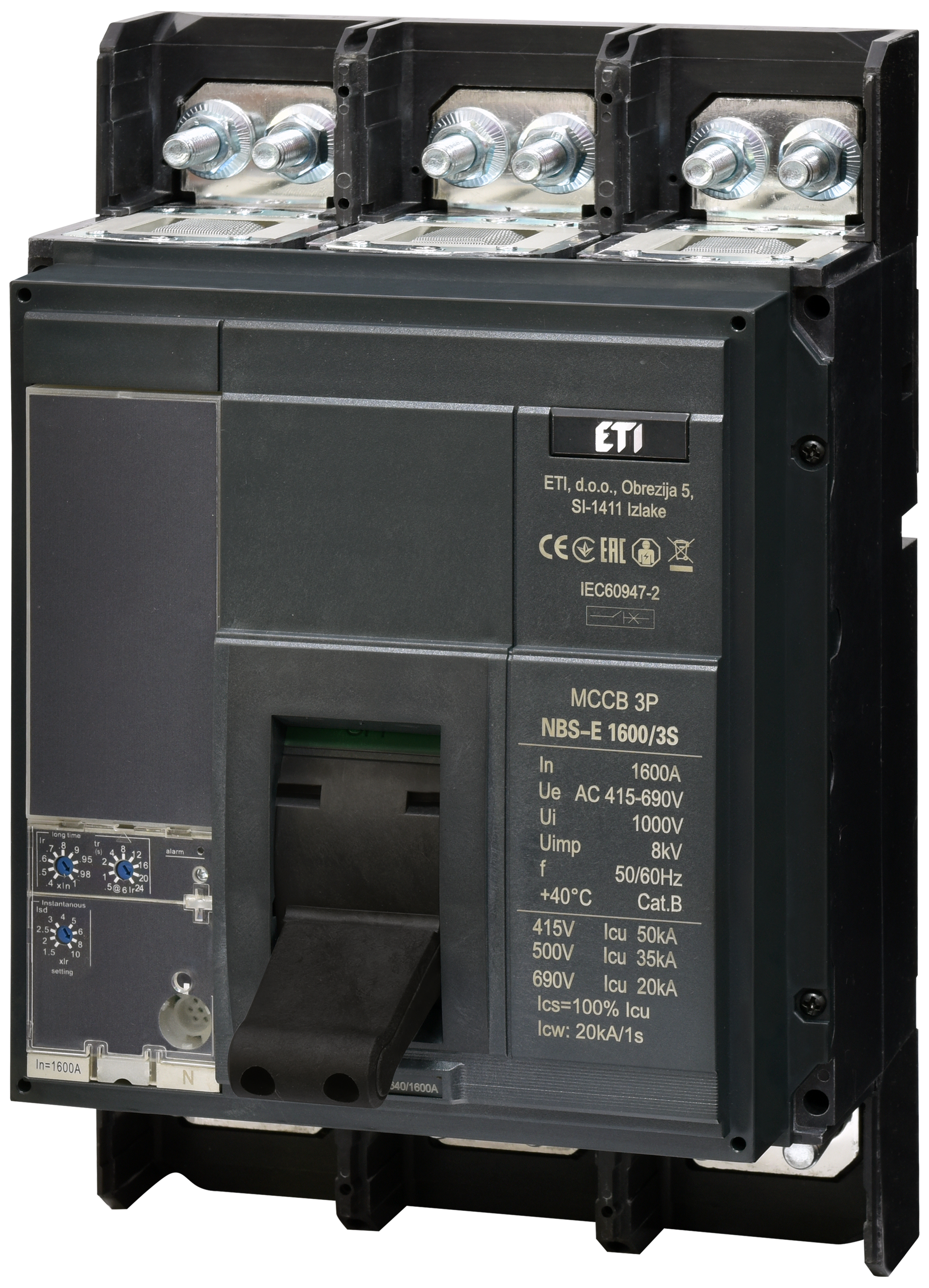 Автоматический выключатель ETI NBS-E 1600/3S 1600A 50kA 0.4-1In/1.5-10Ir 3P 4673173