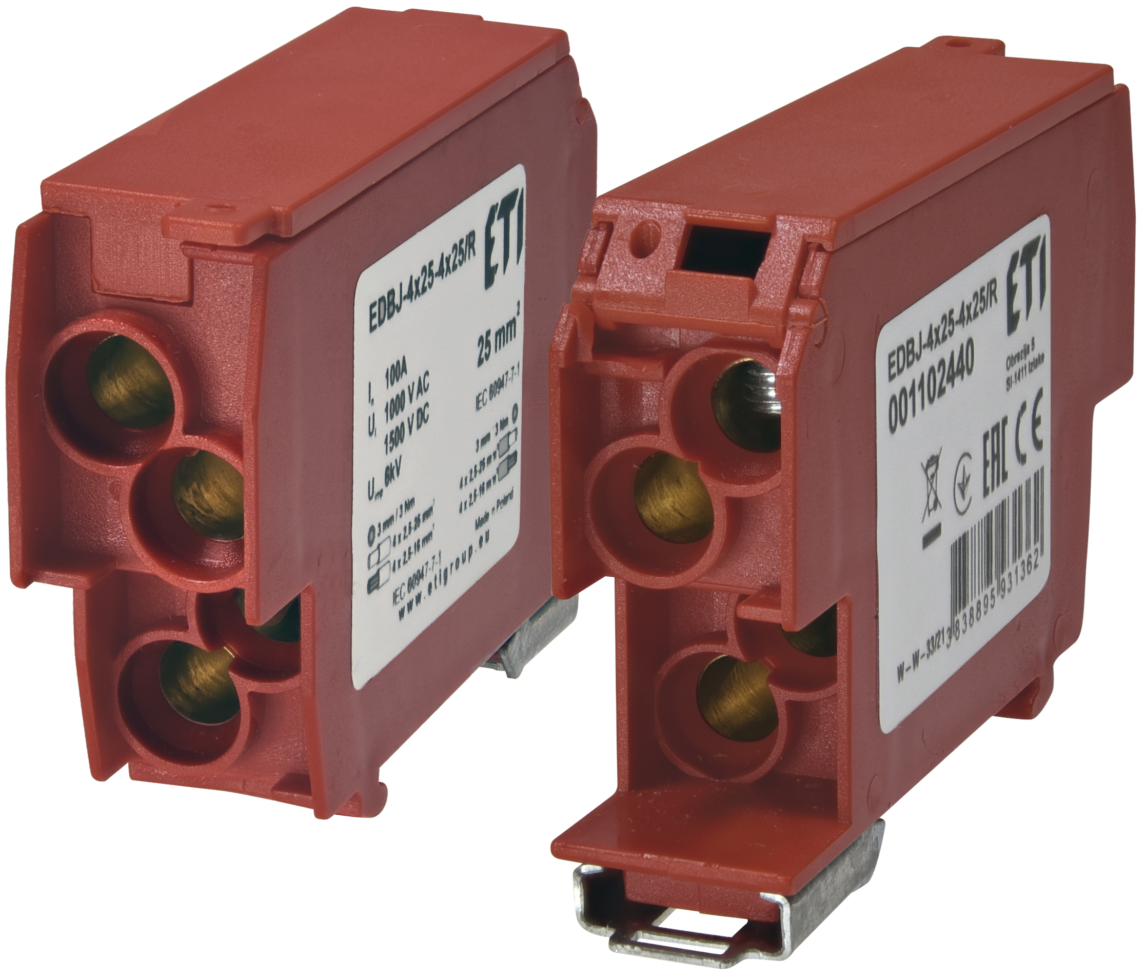 Блок распределительный ETI EDBJ-4x25-4x25R 100A 1000V AC/1500V DC 1102440