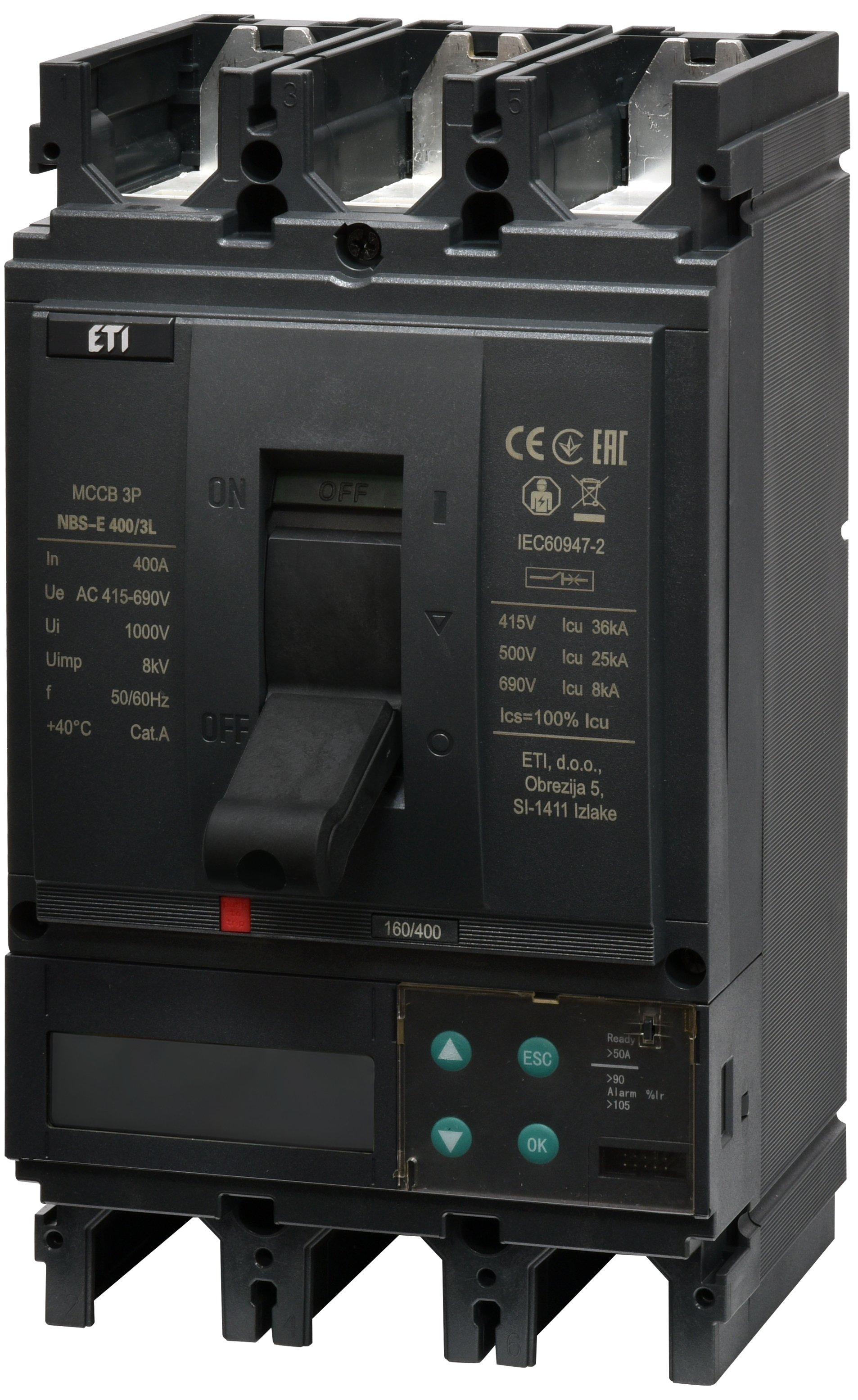 Автоматический выключатель ETIBREAK NBS-E 400/3L LCD 400A 3P
