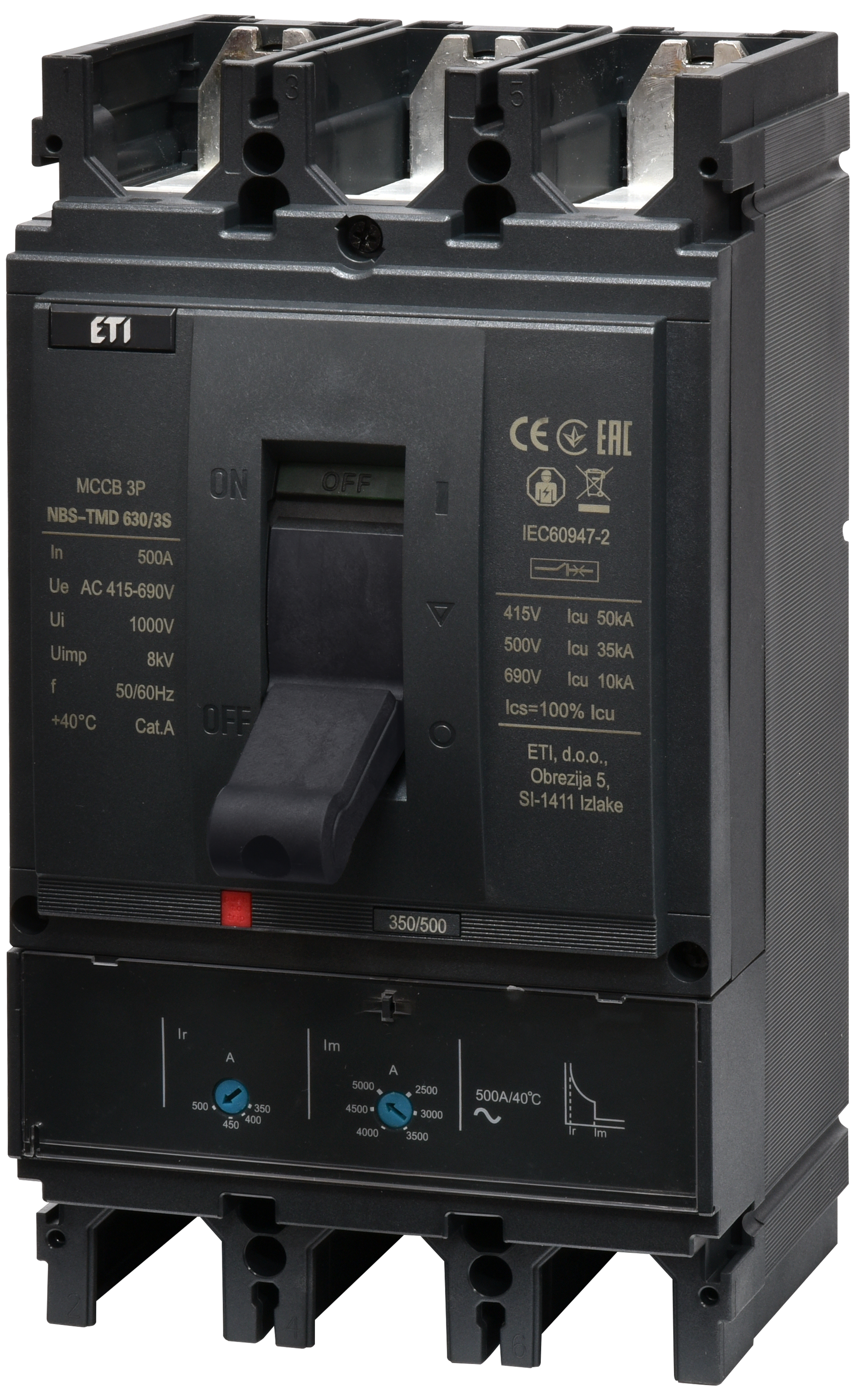 Автоматический выключатель ETIBREAK NBS-TMD 630/3S 500A 3P