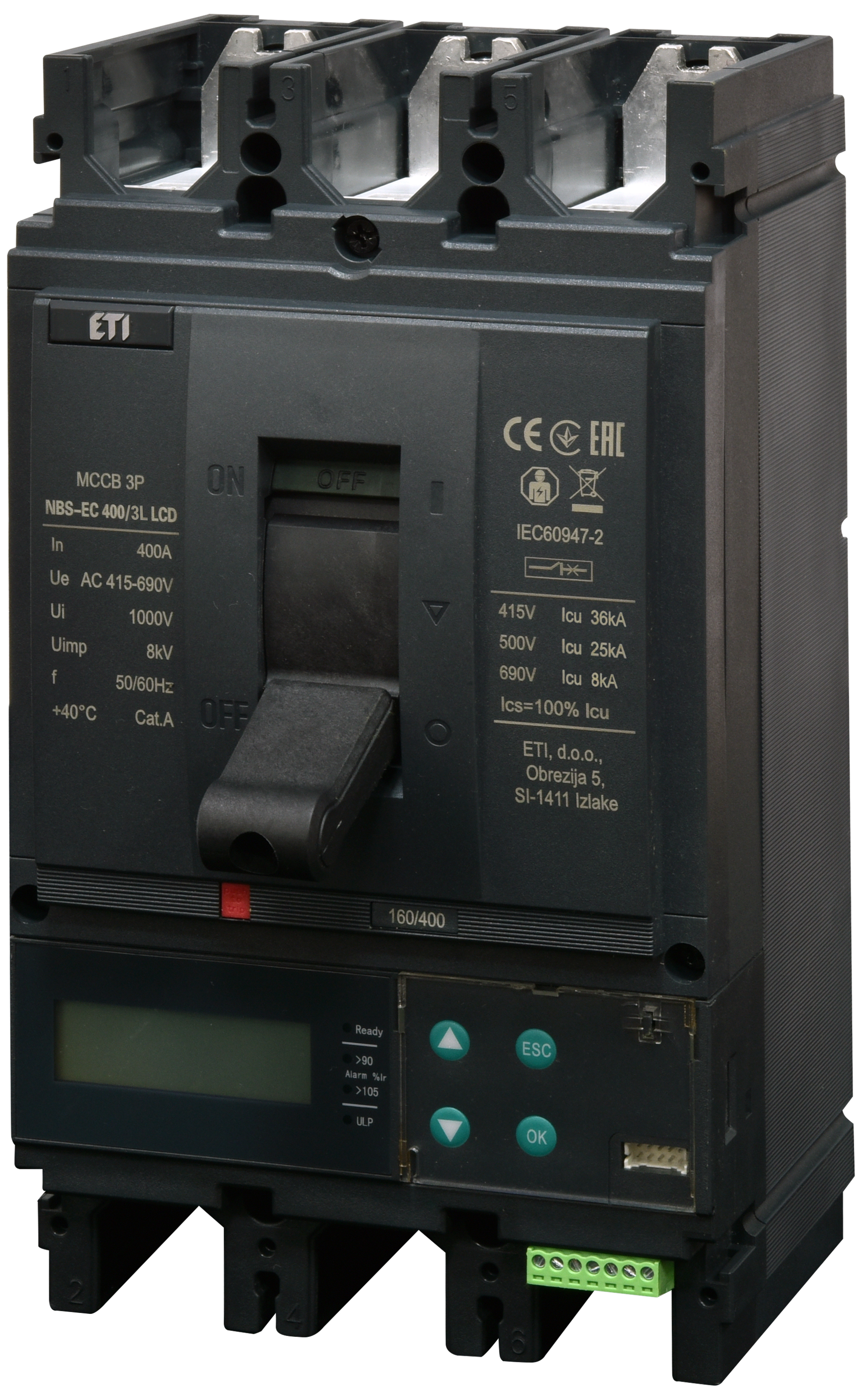 Автоматический выключатель ETIBREAK NBS-EC 400/3L LCD 400A 3P