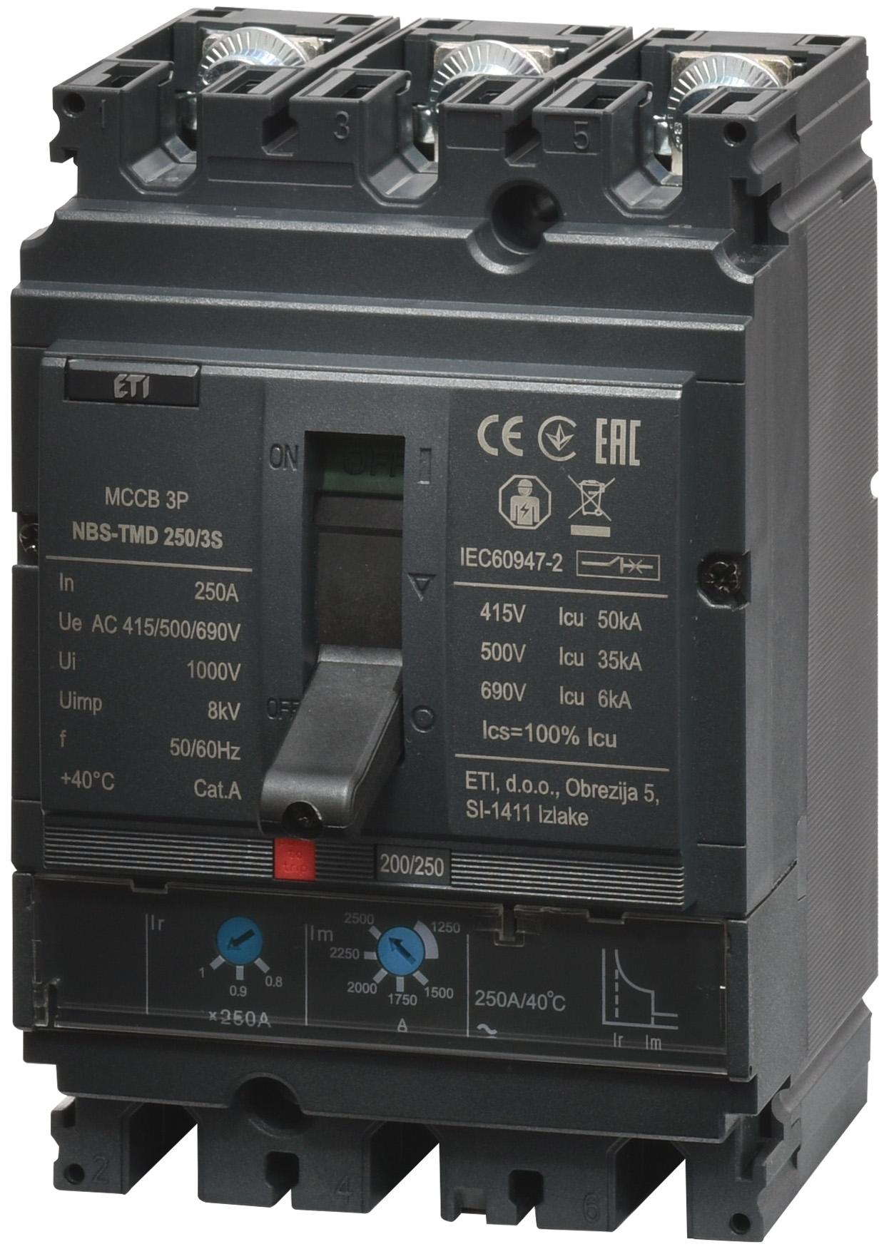 Автоматический выключатель ETIBREAK NBS-TMD 250/3S 250A 3P