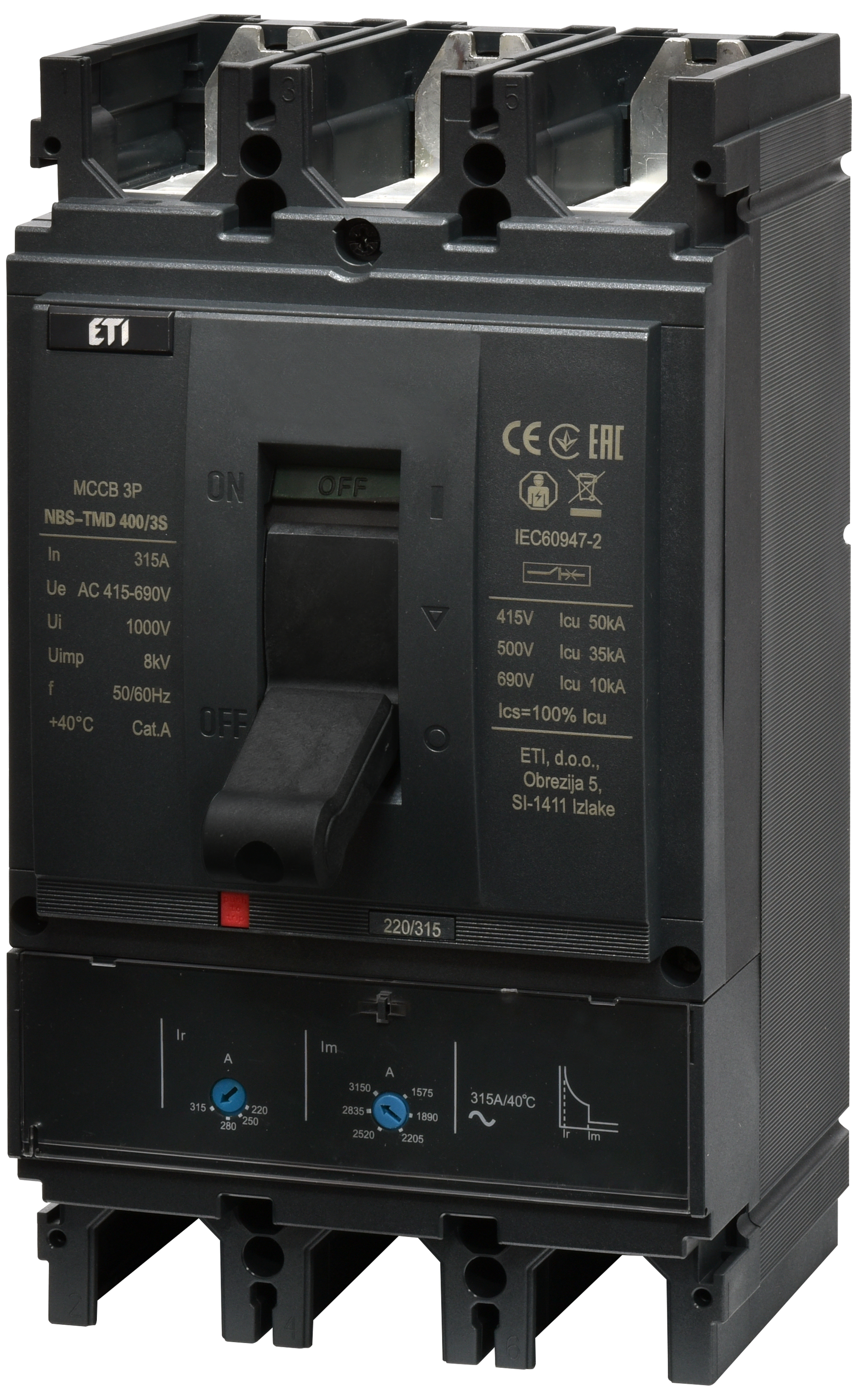 Автоматический выключатель ETIBREAK NBS-TMD 400/3S 315A 3P