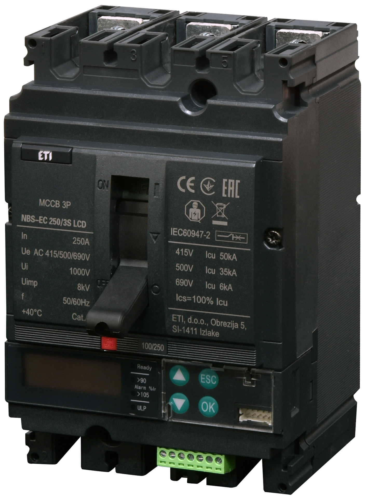 Автоматический выключатель ETIBREAK NBS-EC 250/3S LCD 250A 3P