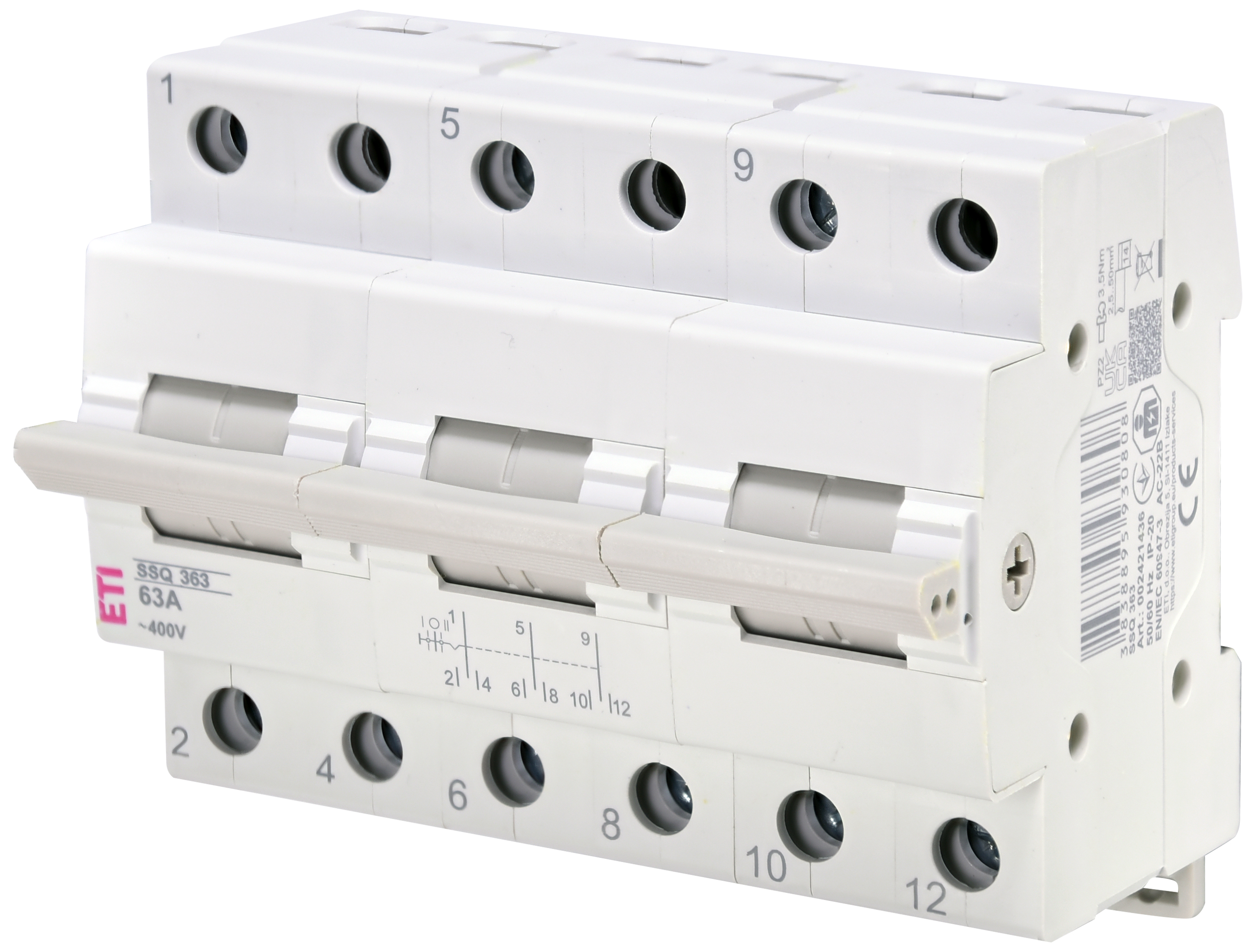 Переключатель нагрузки ETI SSQ 363 "1-0-2", 3p 63A