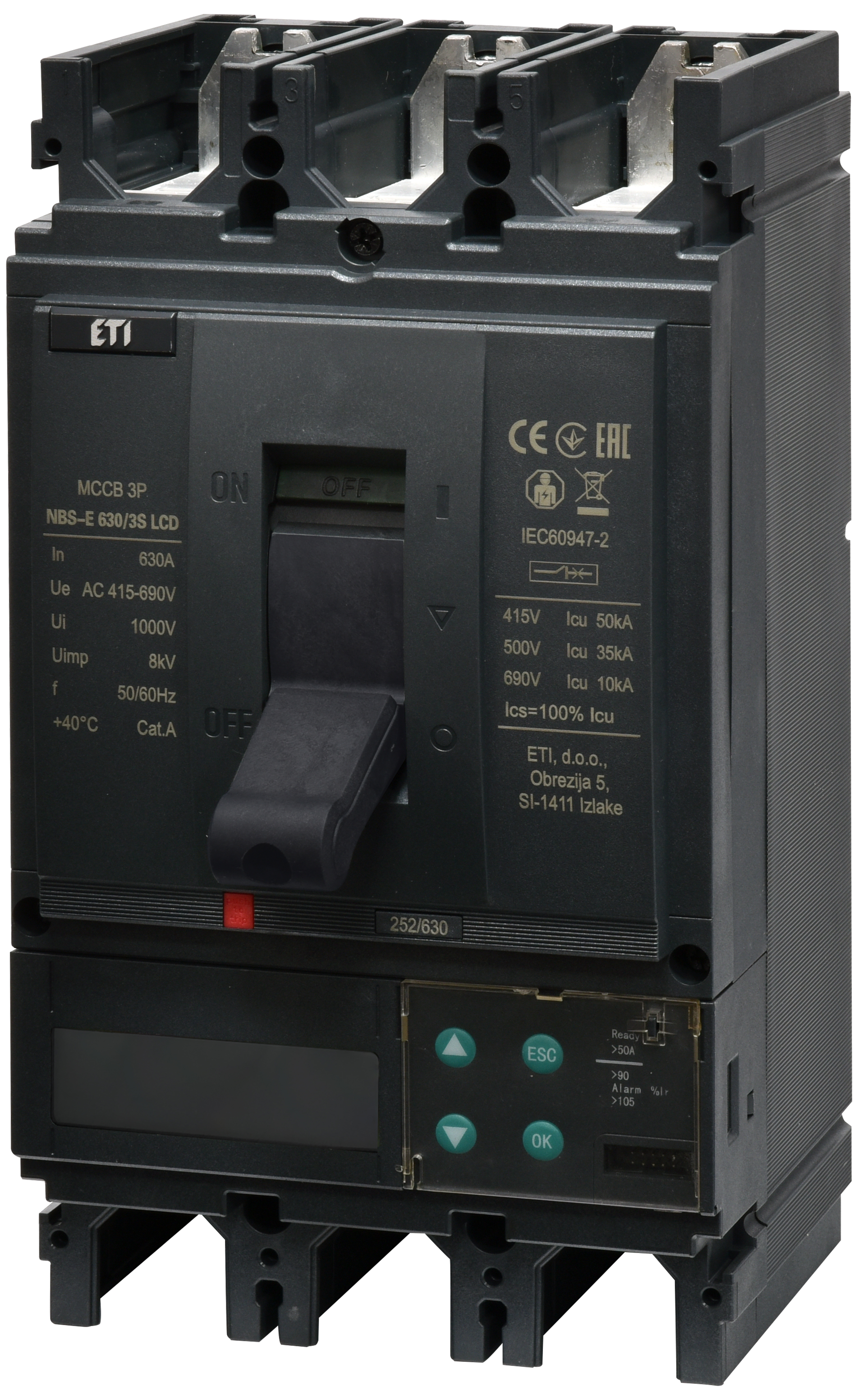Автоматический выключатель ETIBREAK NBS-E 630/3S LCD 630A 3P