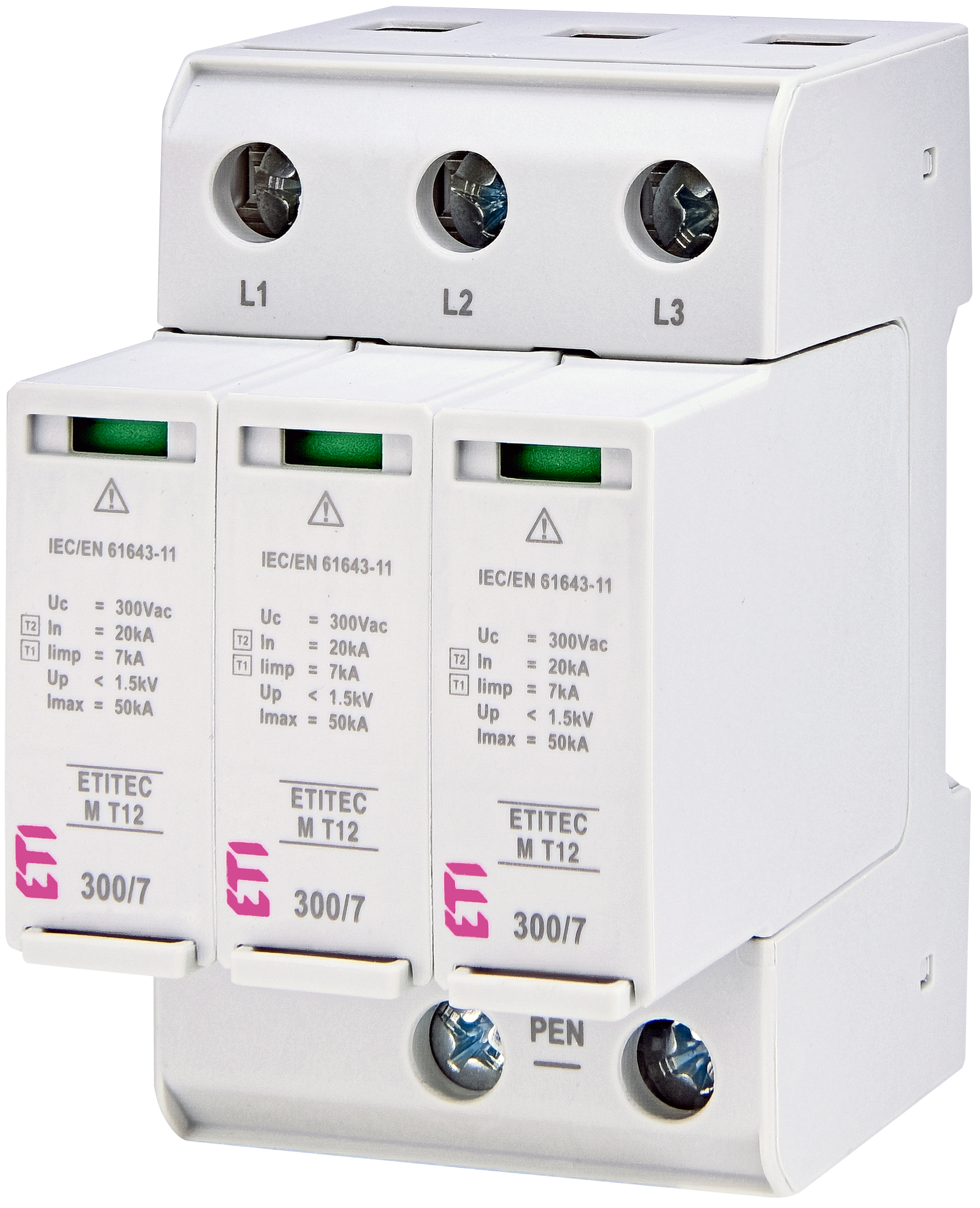 Ограничитель перенапряжения ETI 2440504 ETITEC M T12 300/7 (3+0, 3p, TNC)