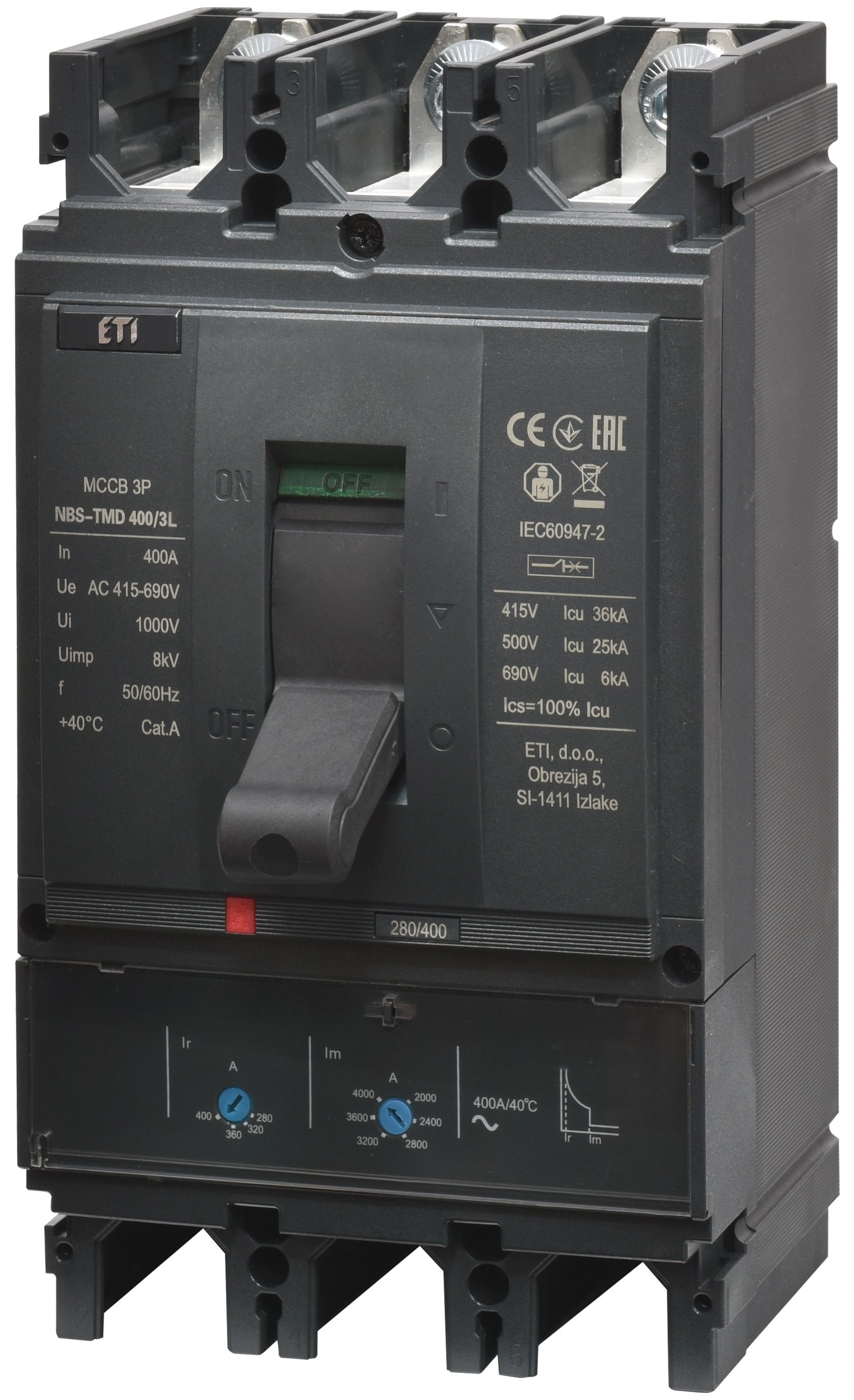 Автоматический выключатель ETIBREAK NBS-TMD 400/3L 400A 3P