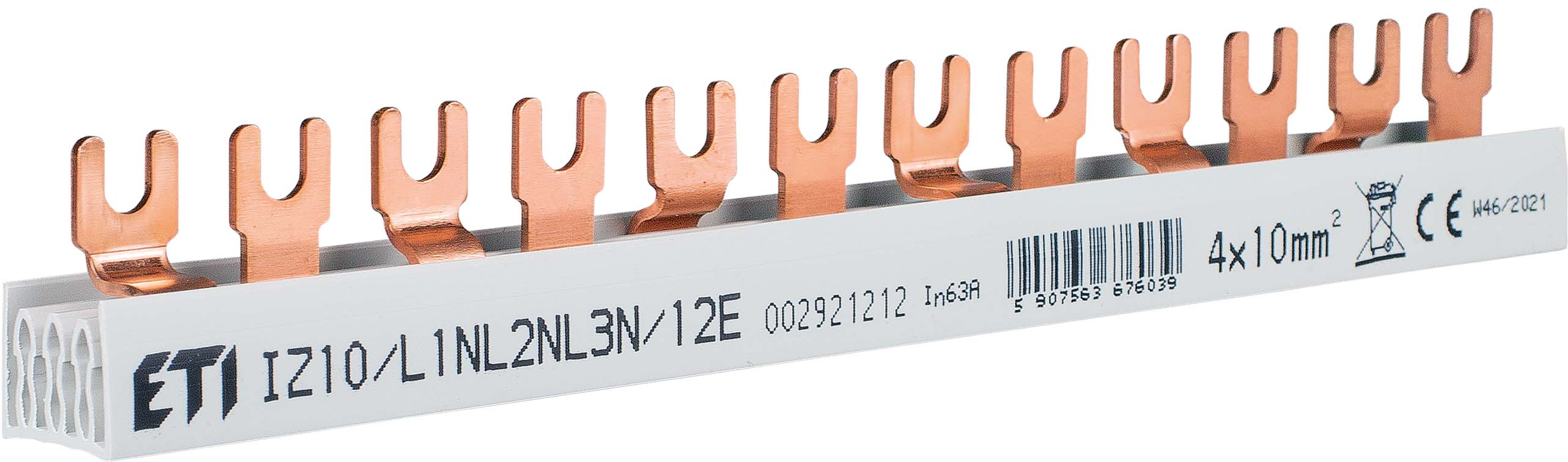 Шина питания ETI IZ10/L1NL2NL3N/12E 2921212 10мм2 3P+N 0.22м Fork 12mod