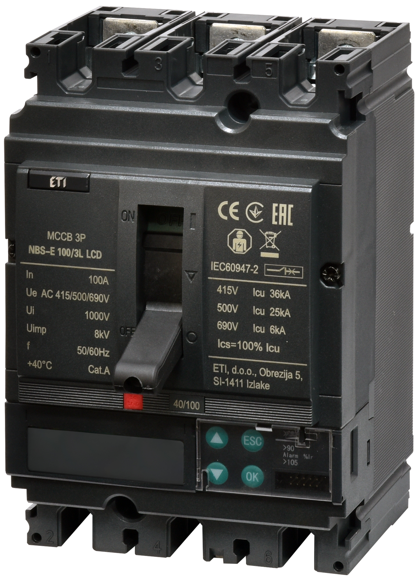 Автоматический выключатель ETIBREAK NBS-E 100/3L LCD 100A 3P