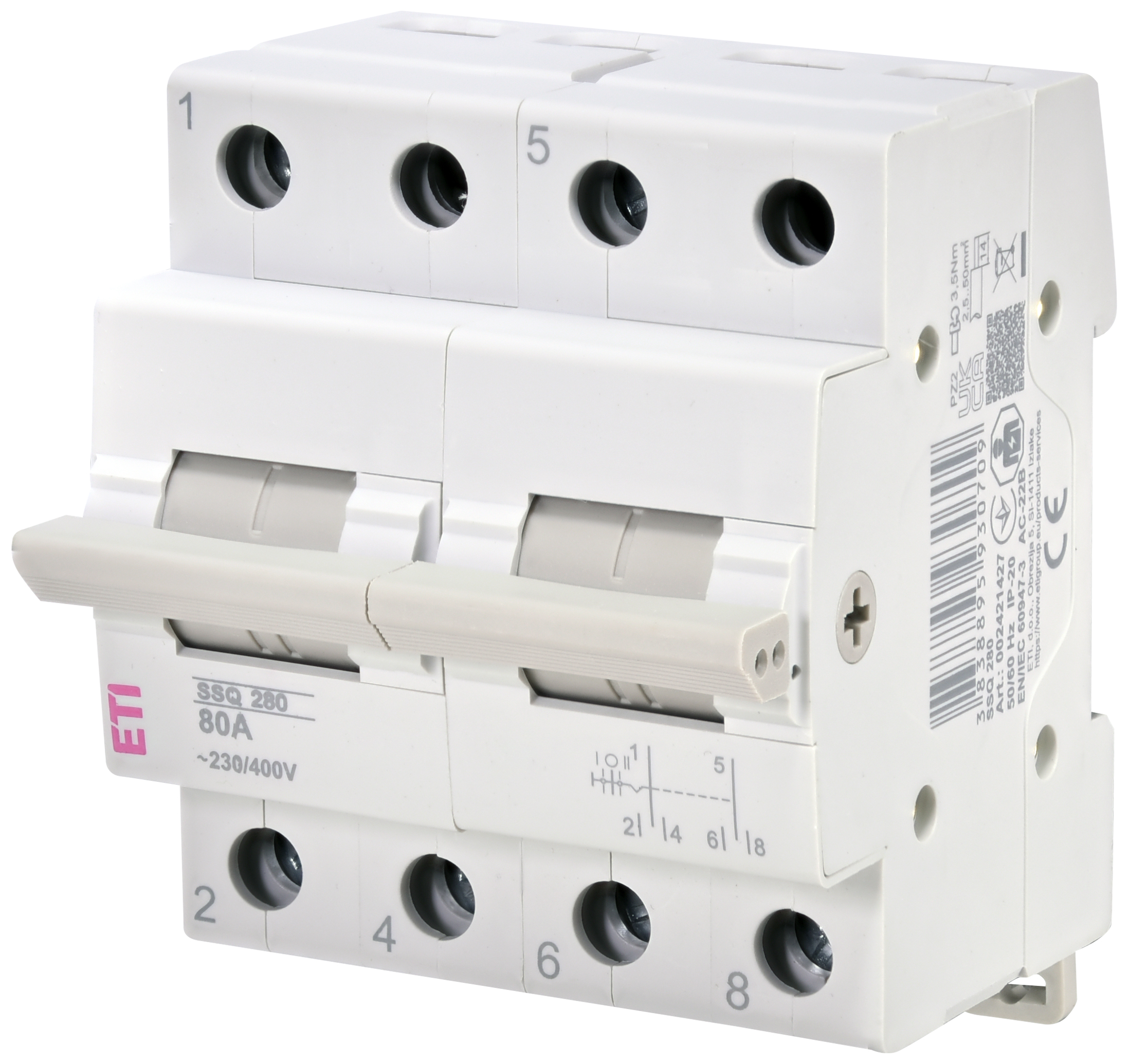 Переключатель нагрузки ETI SSQ 280 "1-0-2", 2p 80A