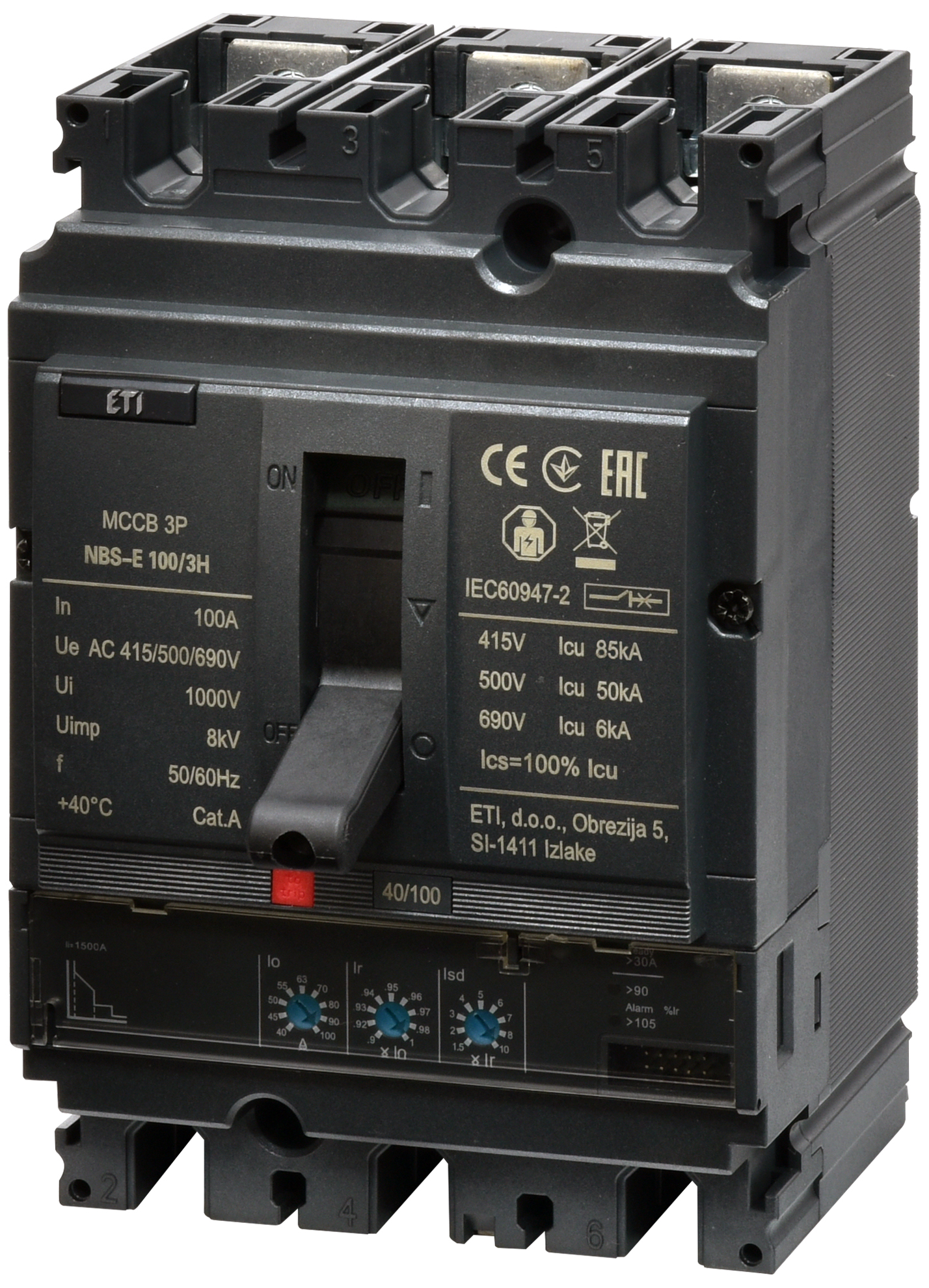 Автоматический выключатель ETIBREAK NBS-E 100/3H 100A 3P