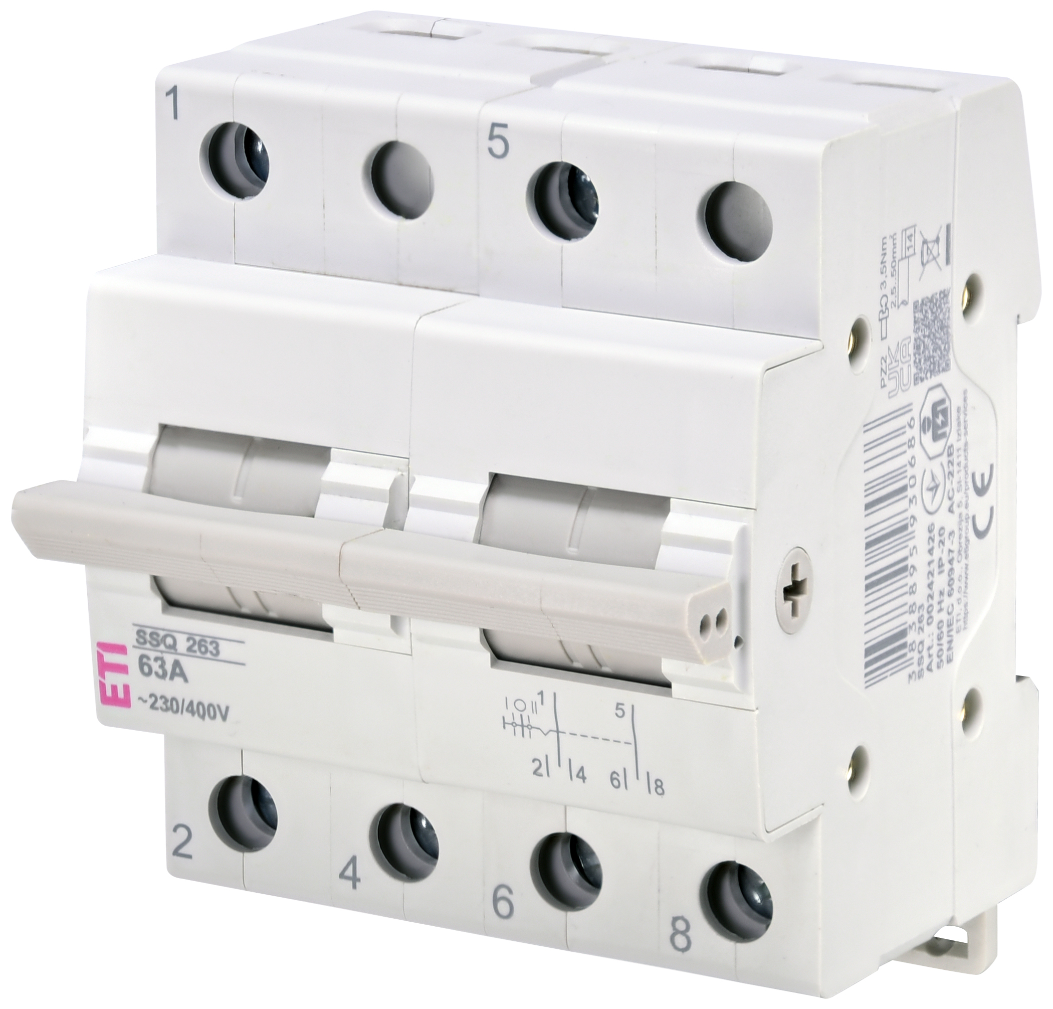 Переключатель нагрузки ETI SSQ 263 "1-0-2", 2p 63A