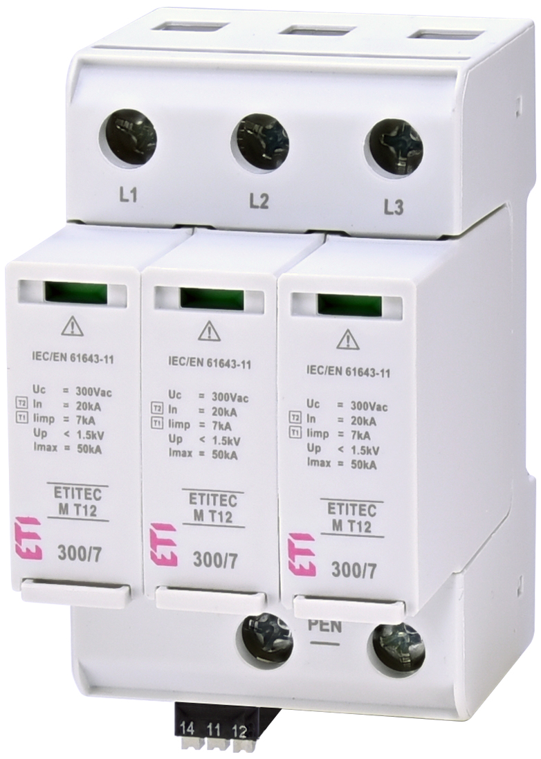 Ограничитель перенапряжения ETI ETITEC M T12 300/7 3+0 3p TNC RC 2440505