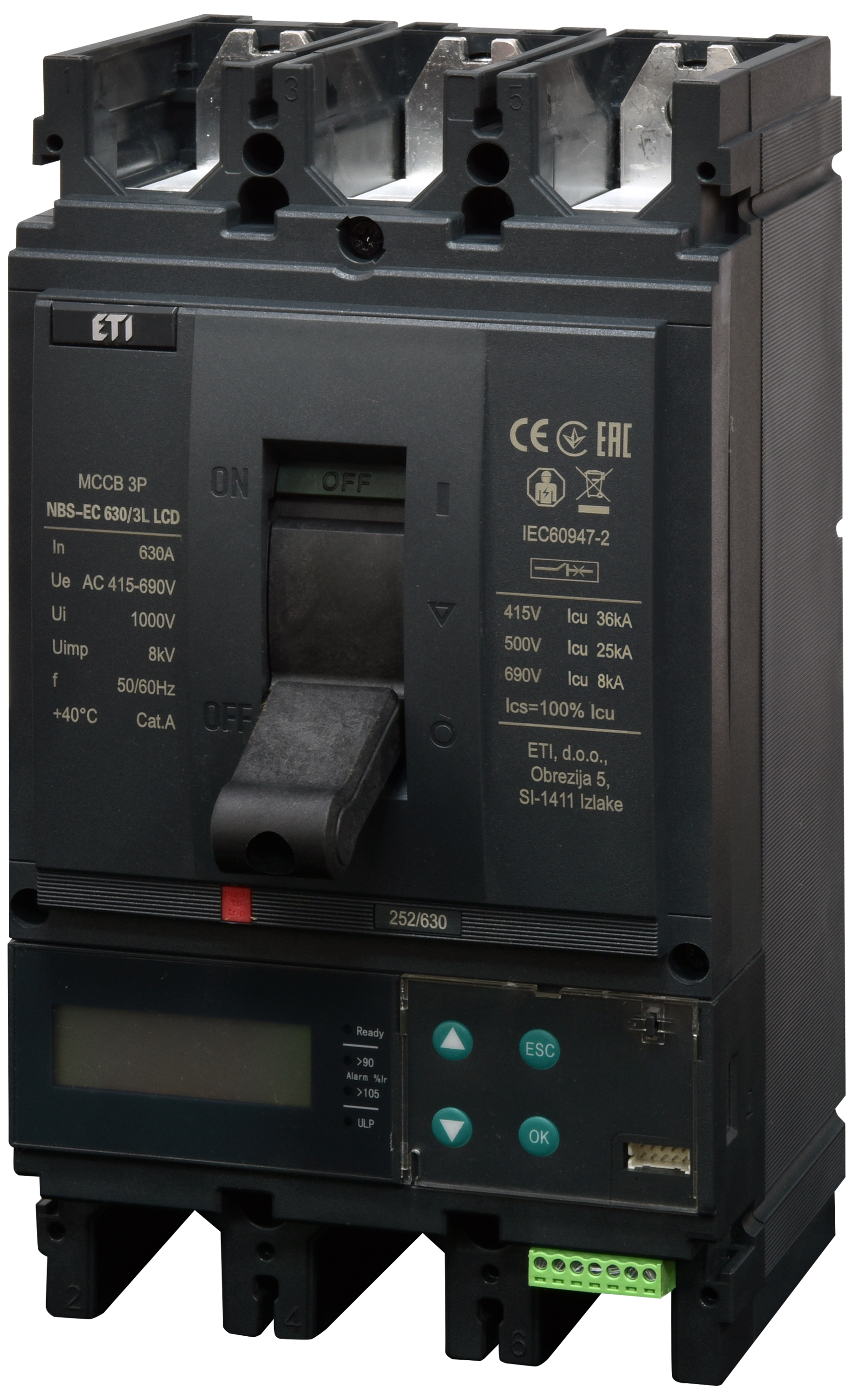 Автоматический выключатель ETIBREAK NBS-EC 630/3L LCD 630A 3P