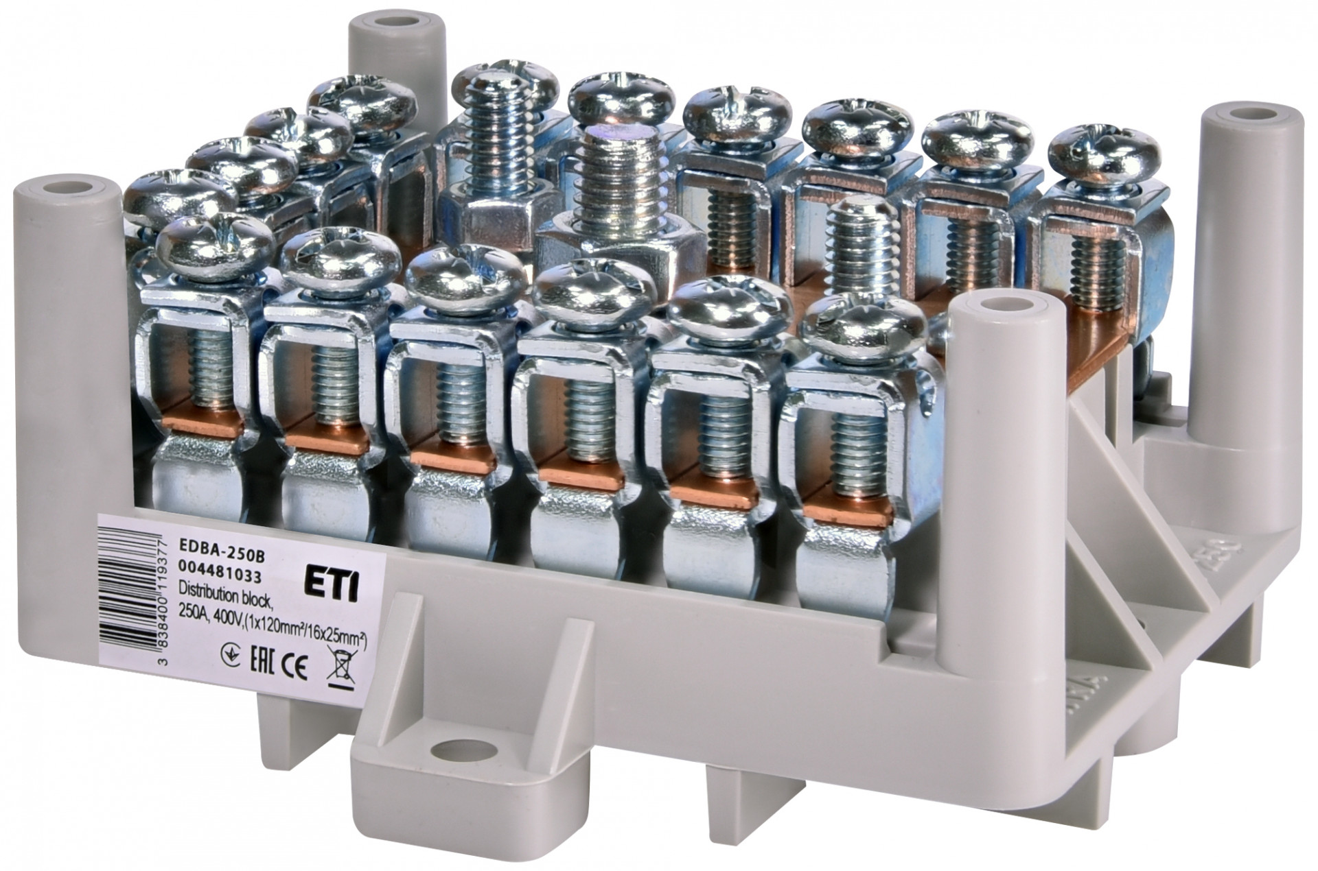 Блок распределительный ETI 4481033 EDBA-250B 250А 400В 1х120мм²/16х25мм²