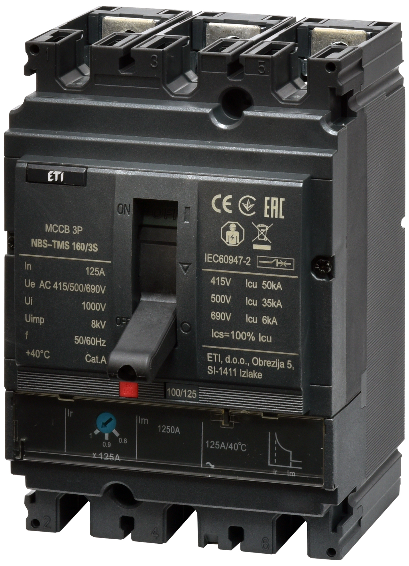 Автоматический выключатель ETIBREAK NBS-TMS 160/3S 125A 3P