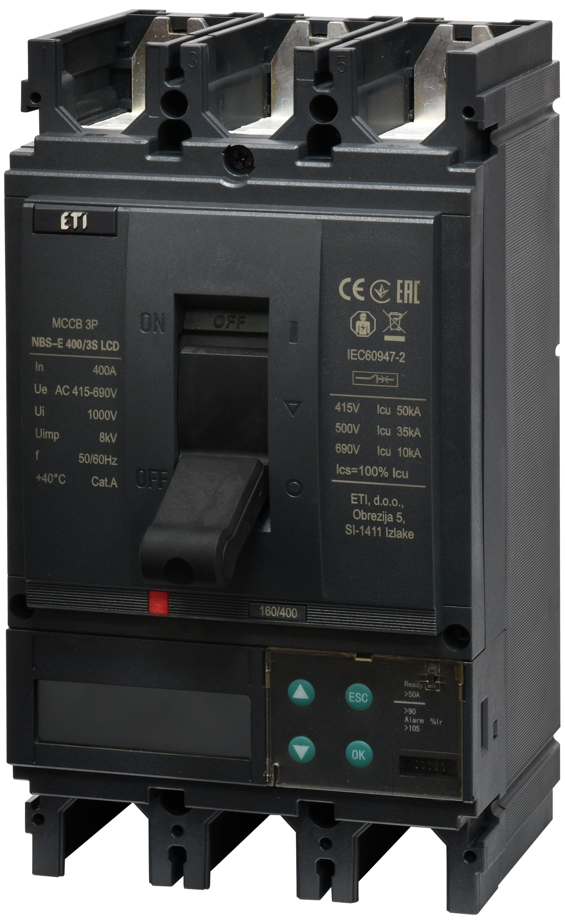 Автоматический выключатель ETIBREAK NBS-E 400/3S LCD 400A 3P