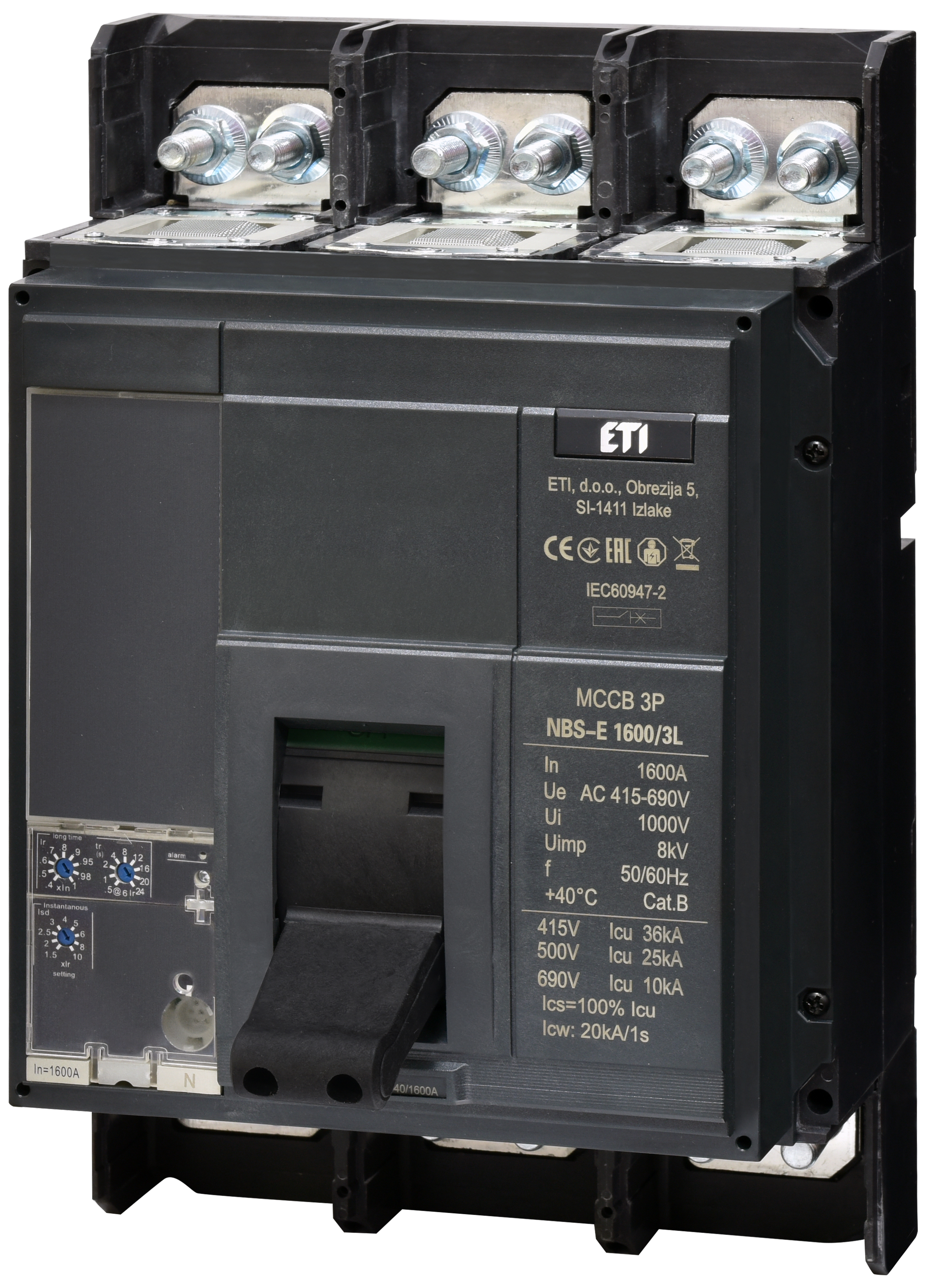 Автоматический выключатель ETI NBS-E 1600/3L 1600A 36kA 0.4-1In/1.5-10Ir 3P 4673163