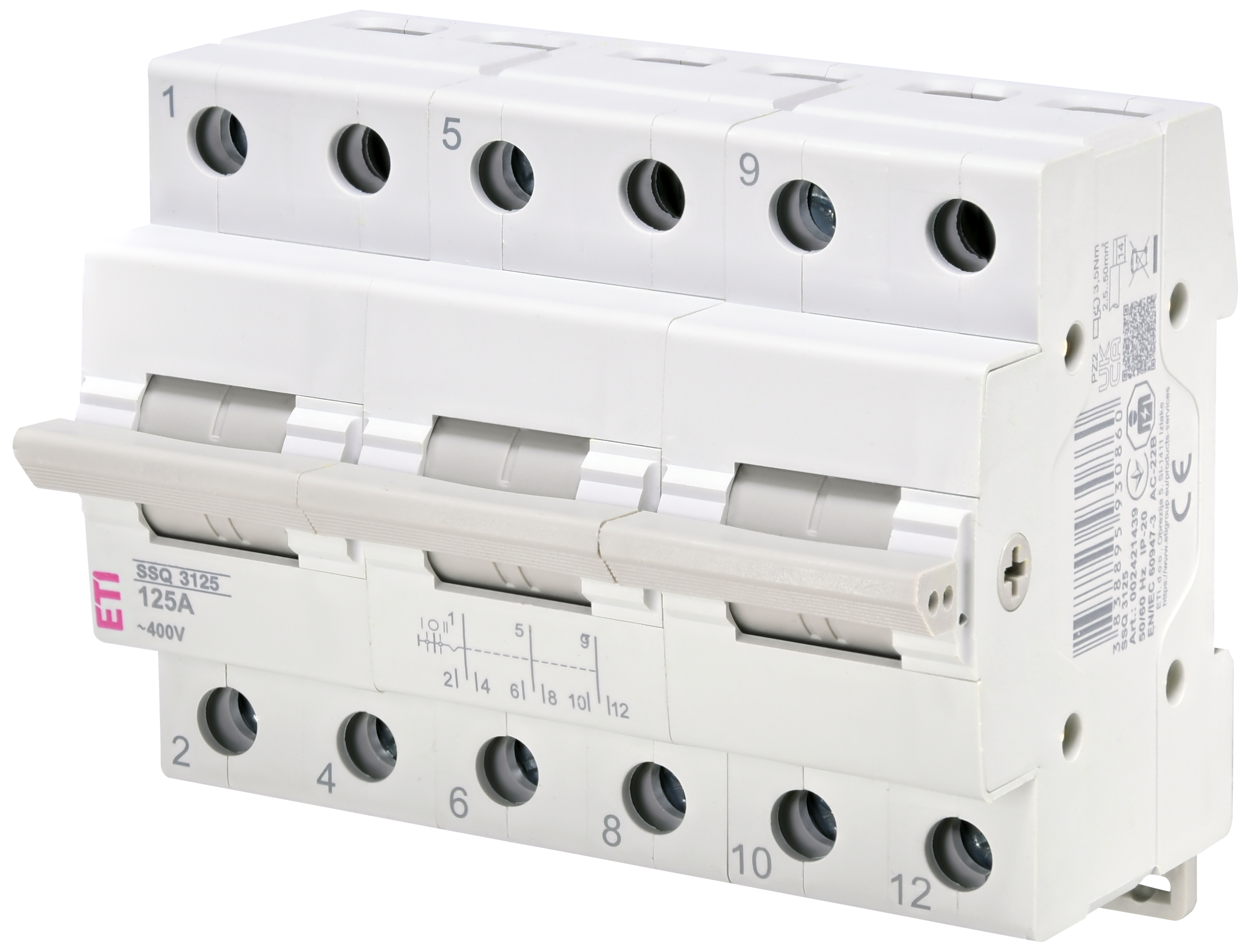 Переключатель нагрузки ETI SSQ 3125 "1-0-2", 3p 125A