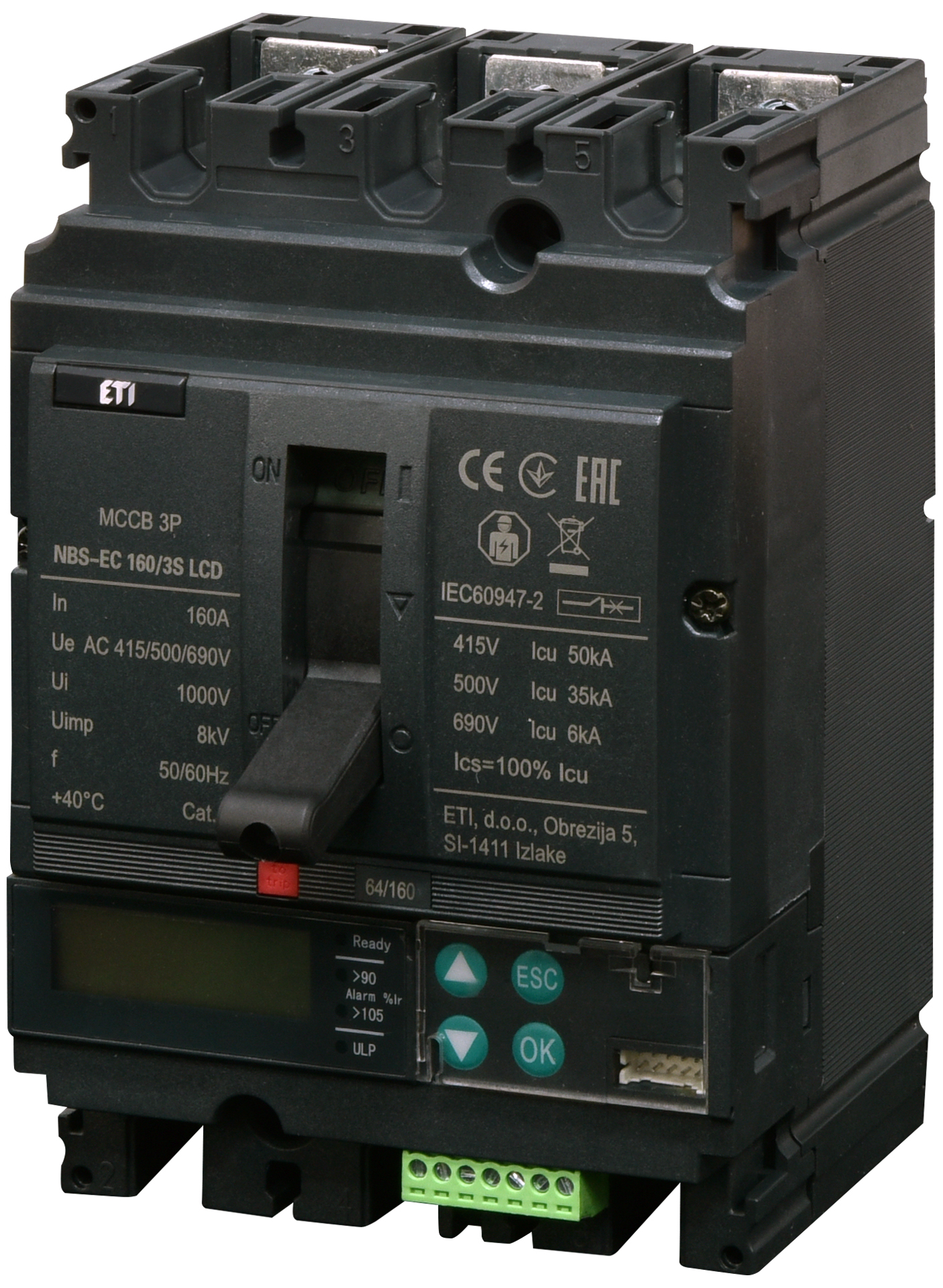 Автоматический выключатель ETIBREAK NBS-EC 160/3S LCD 160A 3P