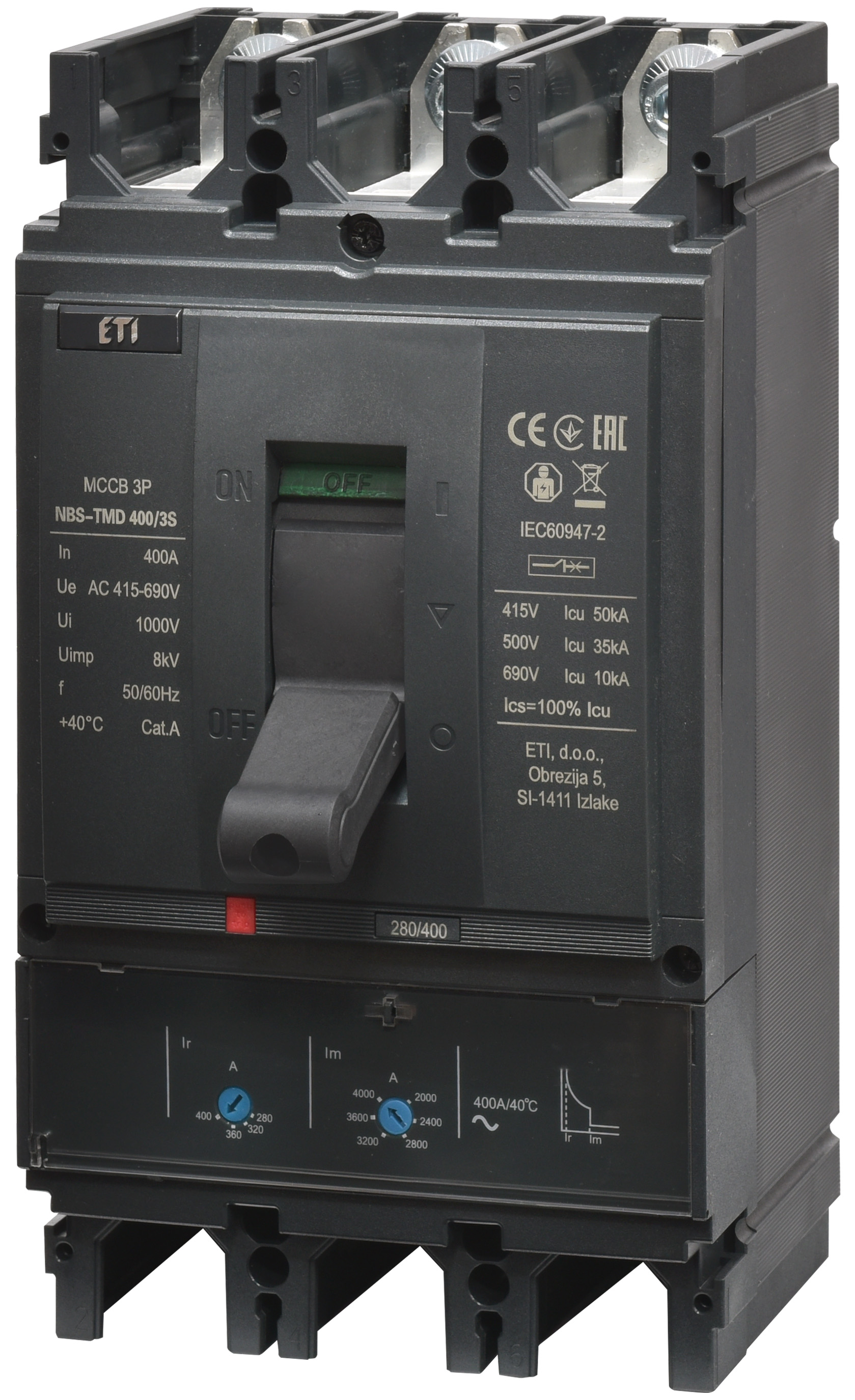 Автоматический выключатель ETIBREAK NBS-TMD 400/3S 400A 3P