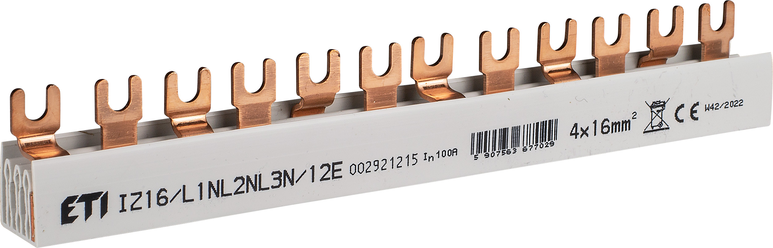 Шина питания ETI IZ16/L1NL2NL3N/12 2921215 16мм2 3P+N 0.22м Fork 12mod
