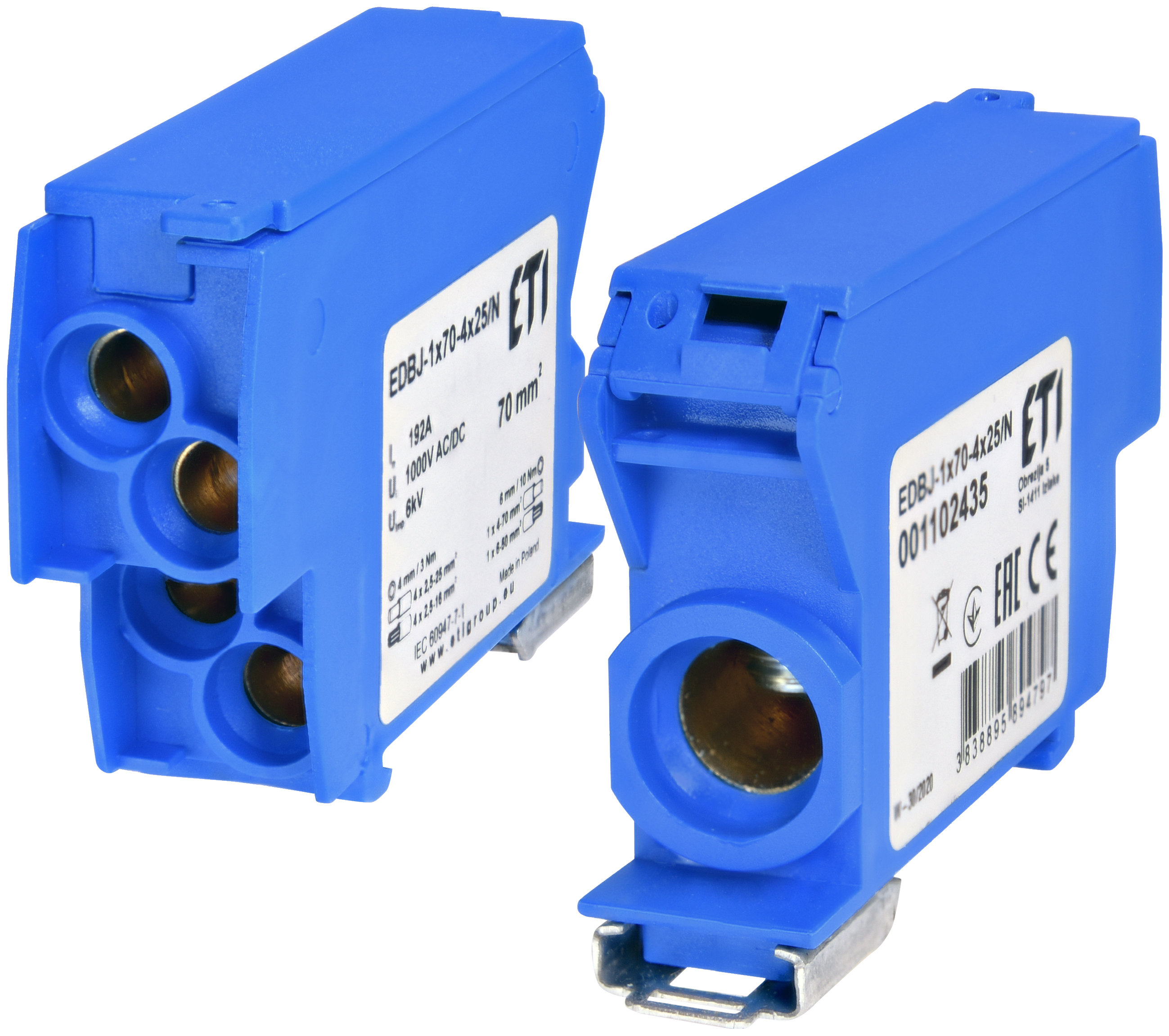 Блок распределительный ETI EDBJ-1x70-4x25N 192A 1000V AC/DC 1102435